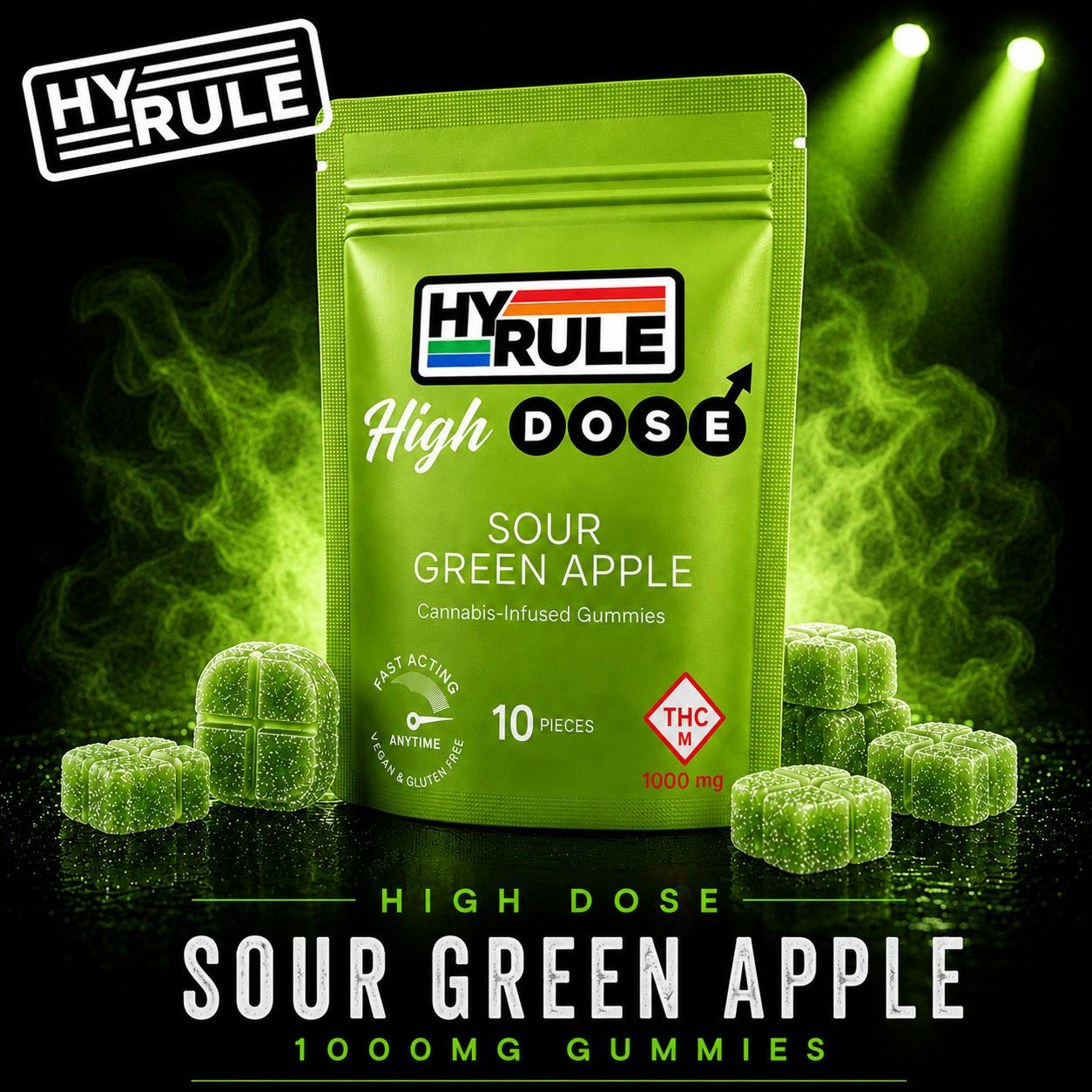 HyDose by HyRule - 1000mg Dividable Gummies (10pk) - Sour Green Apple