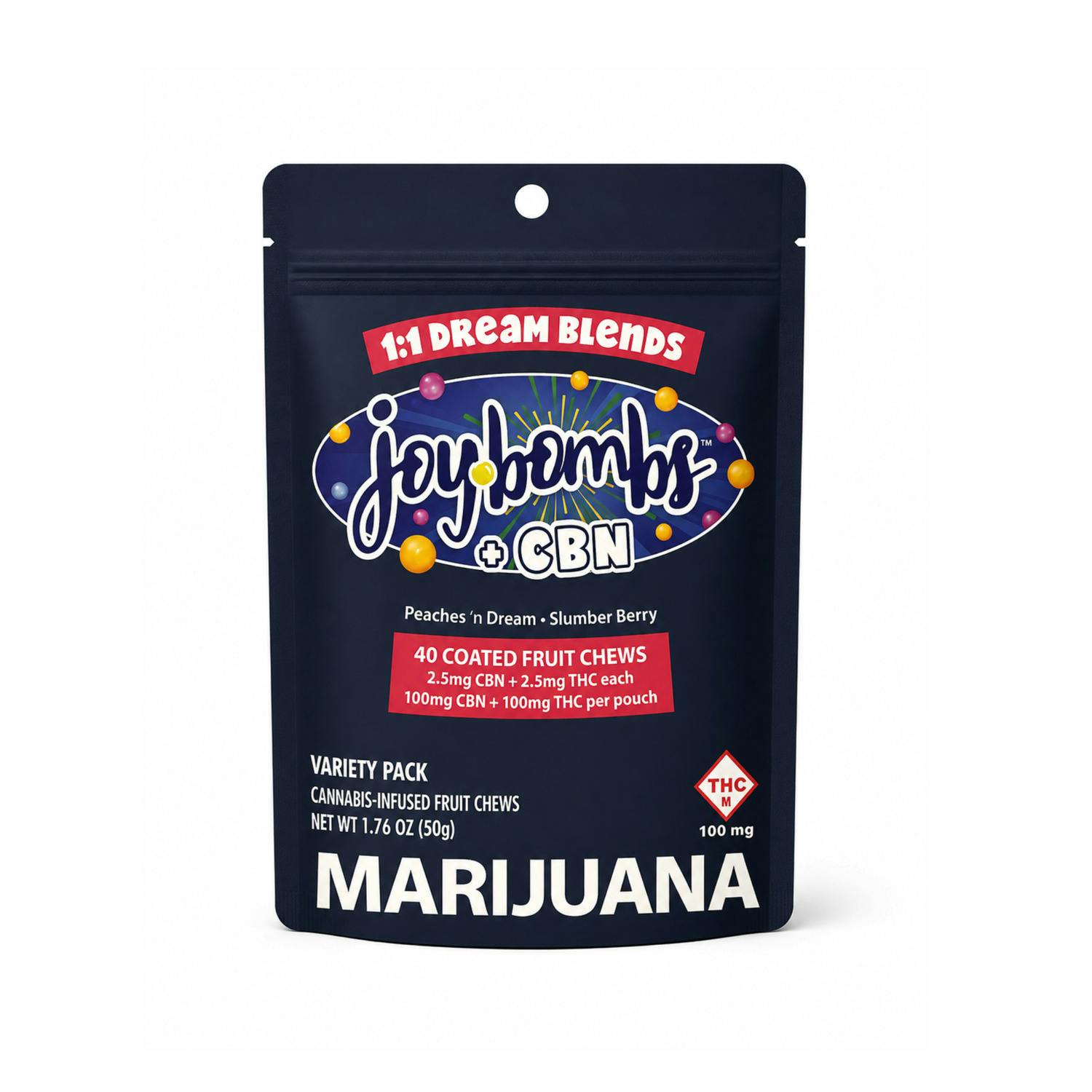 Joy Bombs - 100mg Coated Fruit Chews (40pk - 2.5mg/ea) - Dream Blends (+CBN)