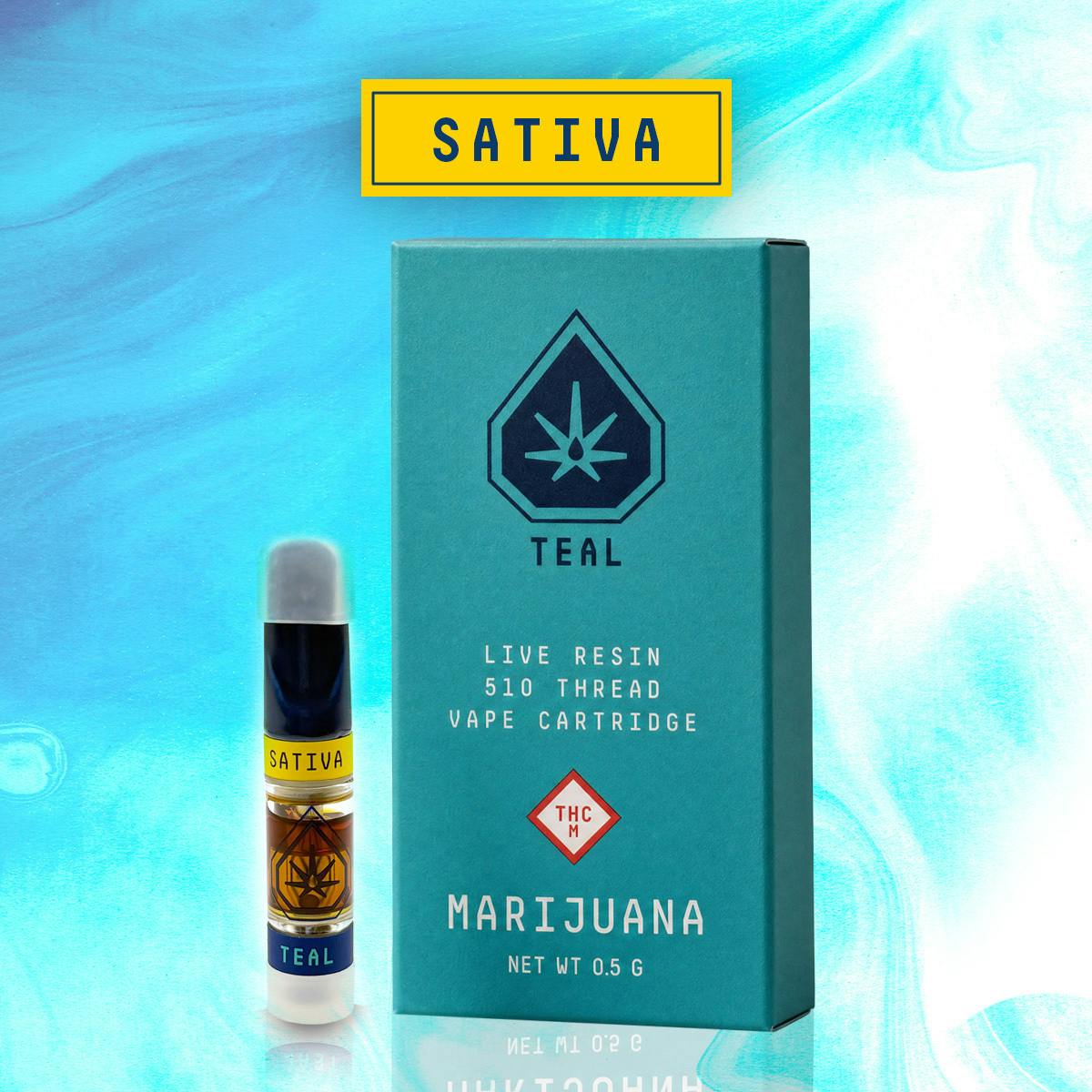Teal - 0.5g Live Resin Cartridge - Red Bullz (Sativa)