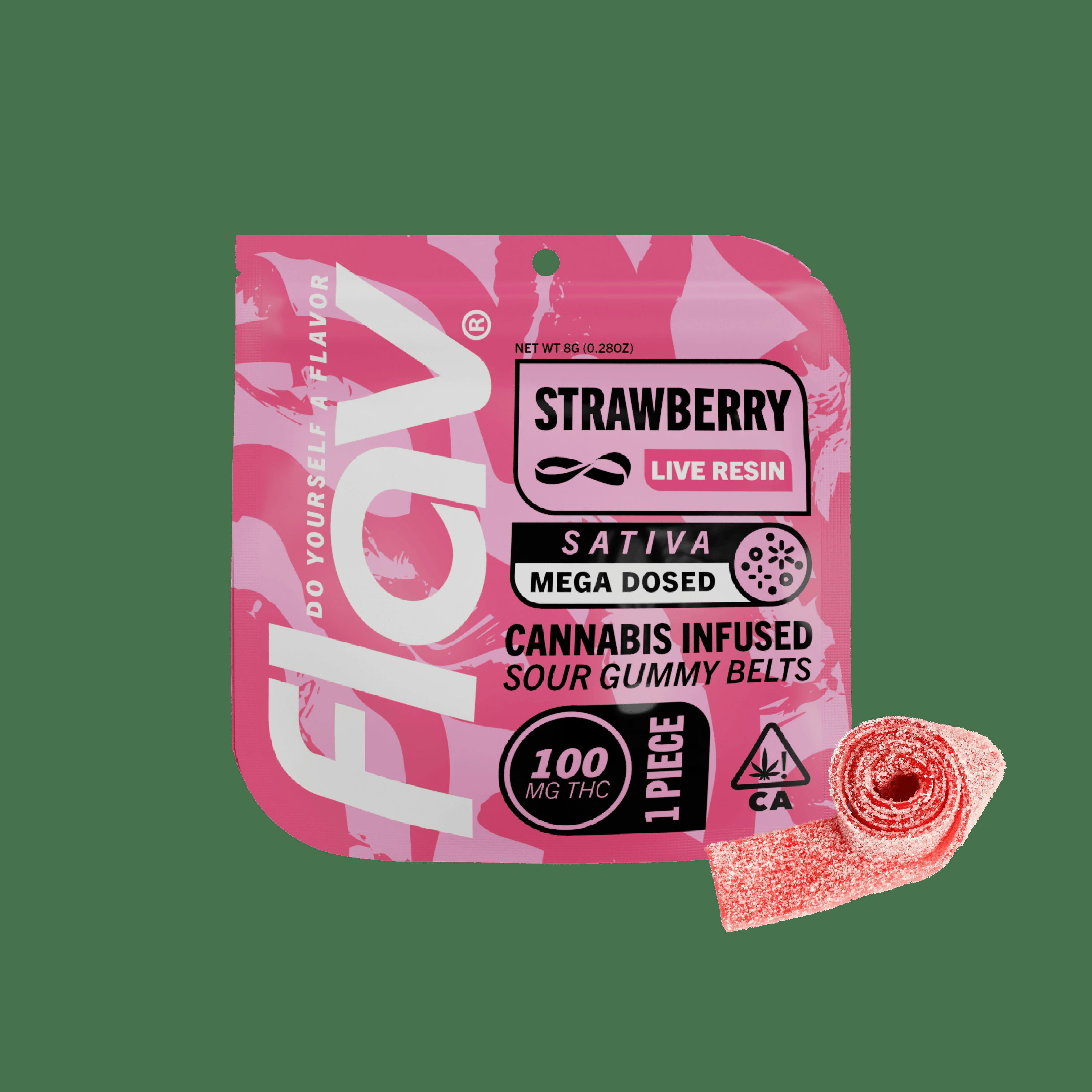Strawberry | Live Resin Sour Gummy Mega Belt | 100mg (1pc) at High Profile of West Plains Dispensary