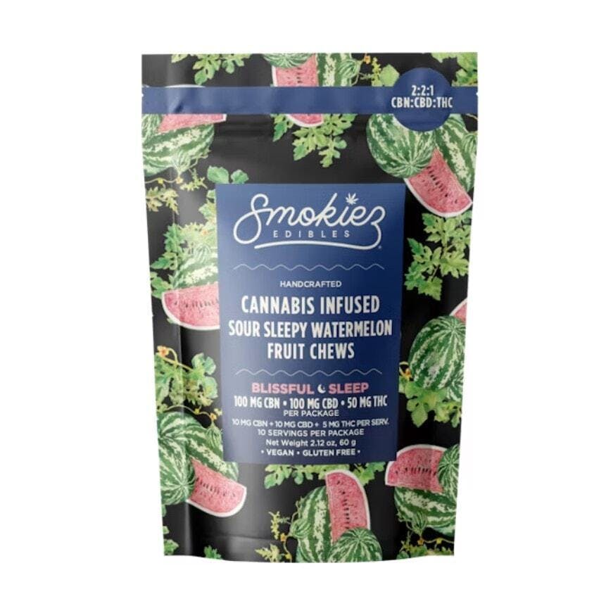 Smokiez Edibles - 100mg THC Fruit Chews - 2:2:1 CBN/CBD/THC - Blissful Sleep - Sweet Watermelon