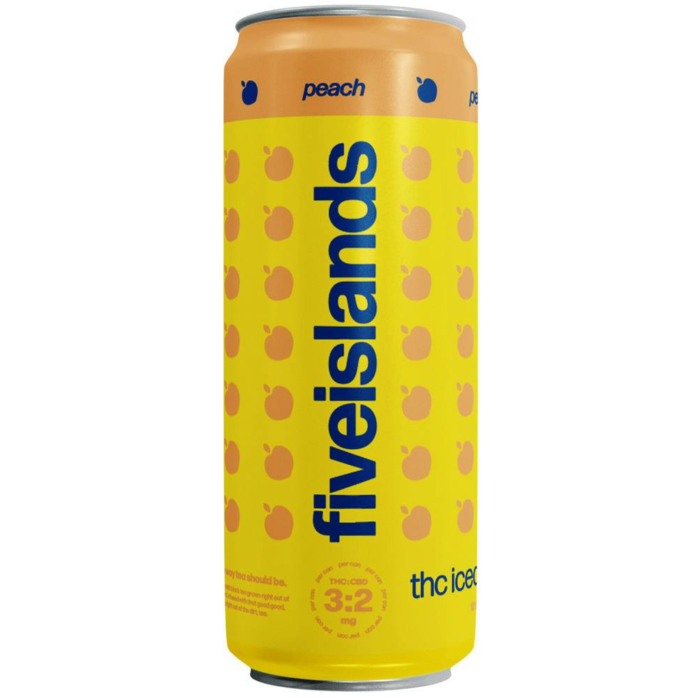 Five Islands - Hemp Derived Peach Tea 12oz (3mg THC 2mg CBD) at Fine Fettle - Waterbury Dispensary