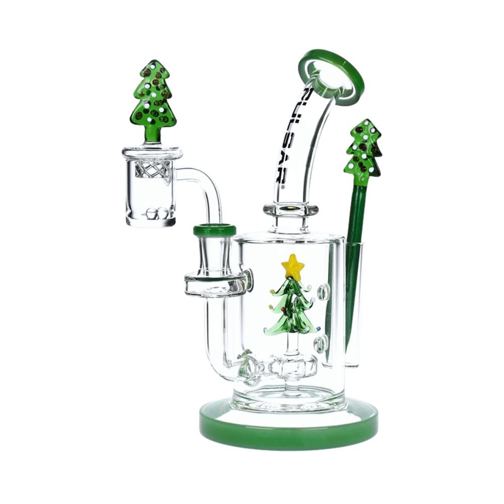 Holidaze Series Glass Dab Rig Set - 8.25" - Christmas Trees