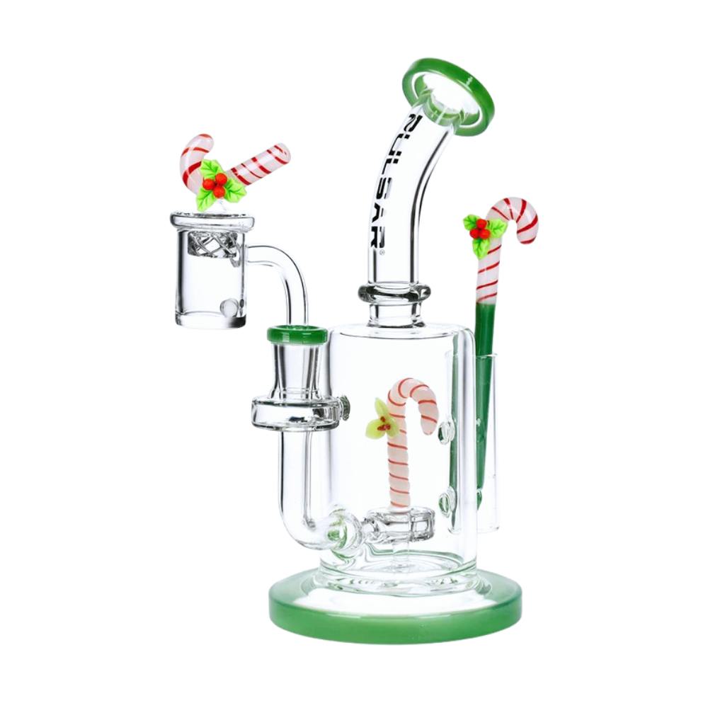 Holidaze Series Glass Dab Rig Set - 8.25" - Candy Cane