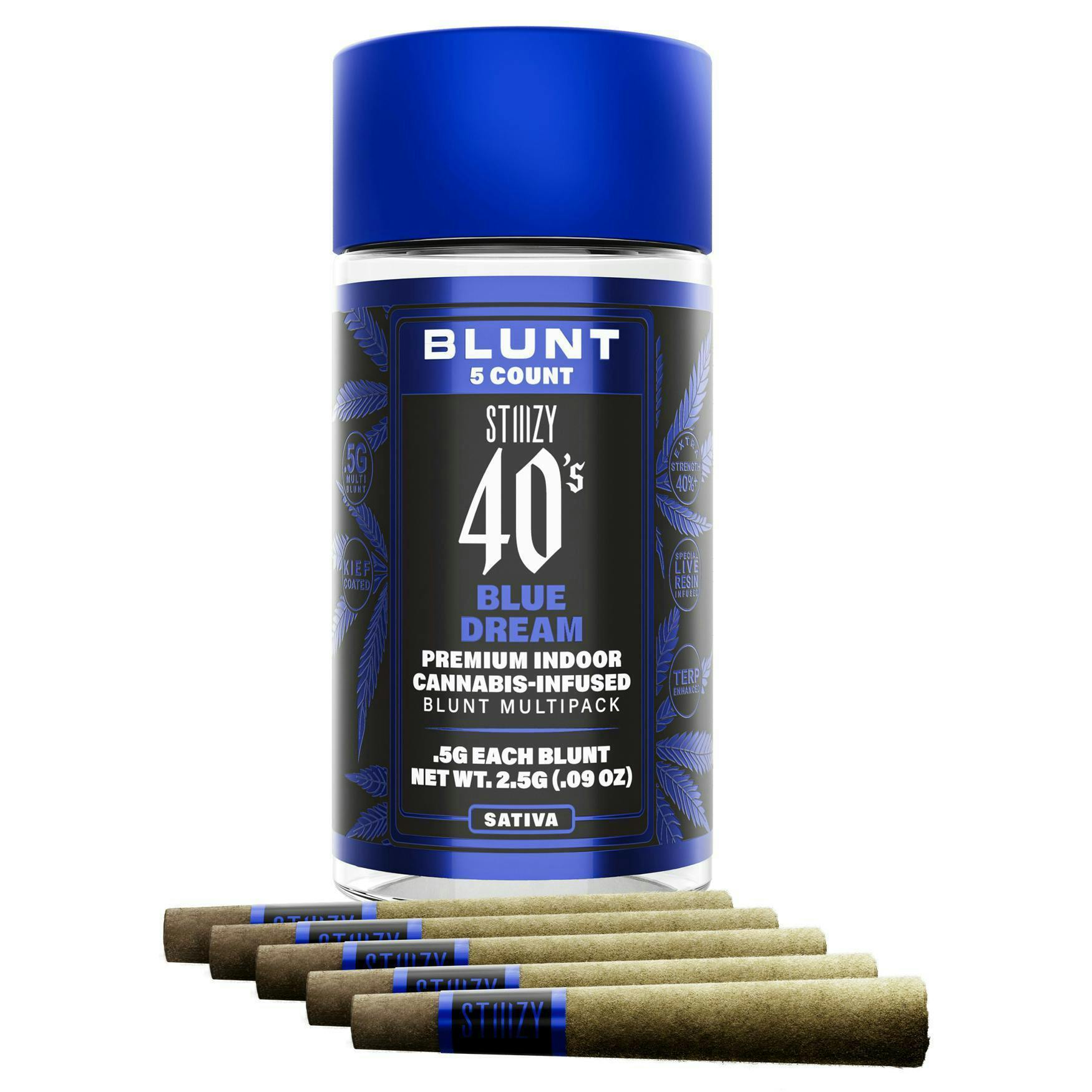 - BLUE DREAM - .5G 40's Infused Mini Blunt 5 Pack
