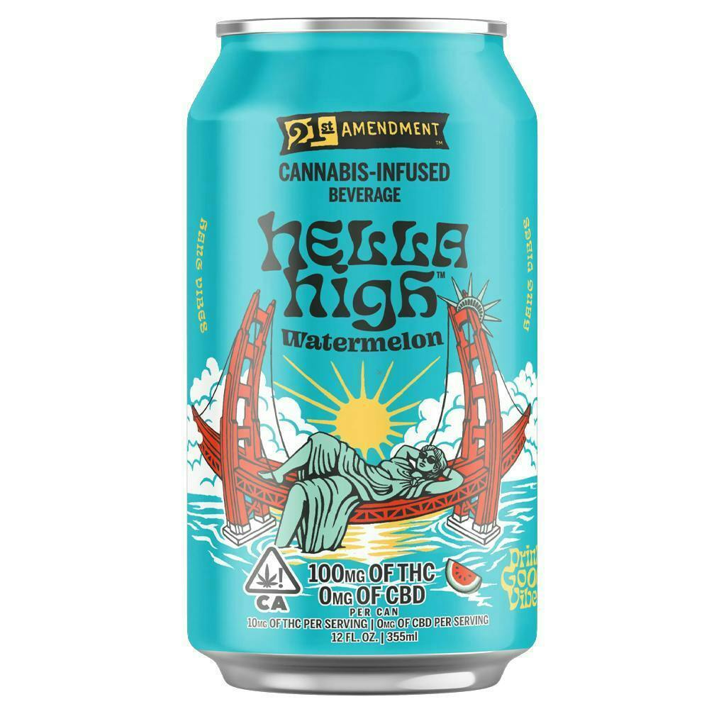 21st Amendment - Watermelon Sparkling Water - 100mg * EVERYDAY* *SPECIAL PRICE* - Hella High Wate...