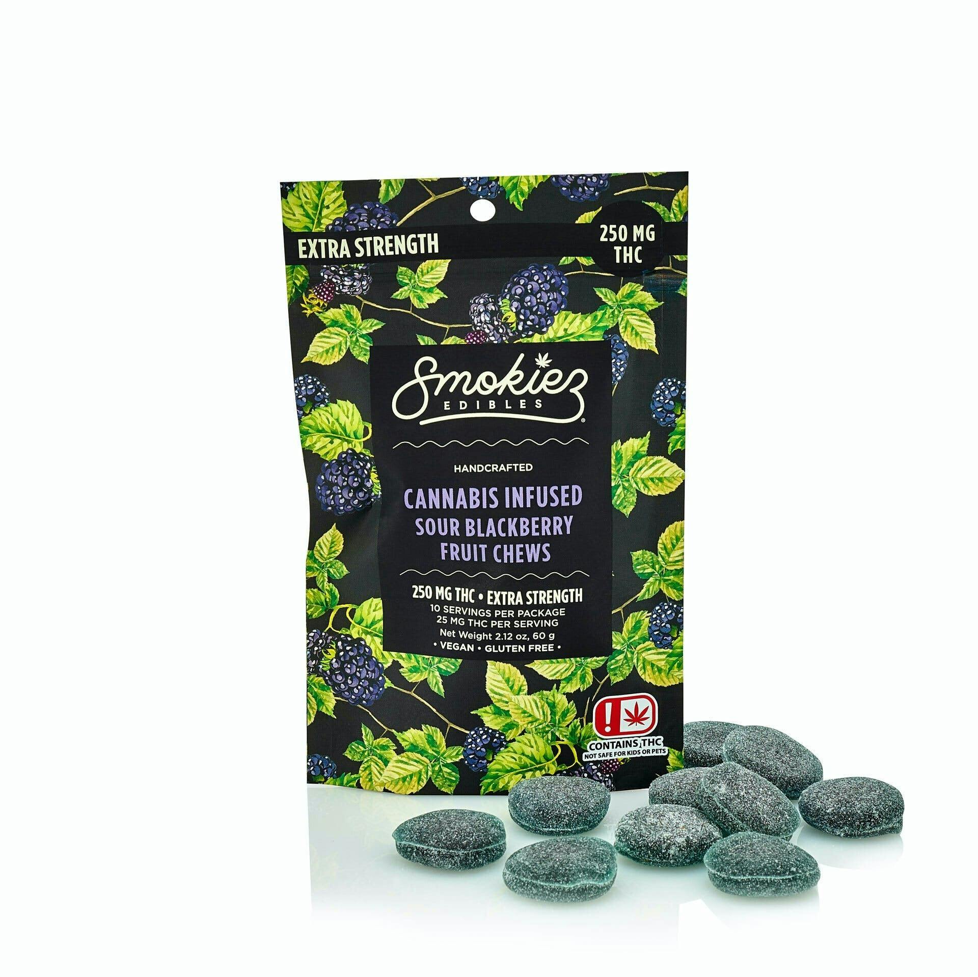Sour Blackberry Indica 250mg Gummies - Smokiez