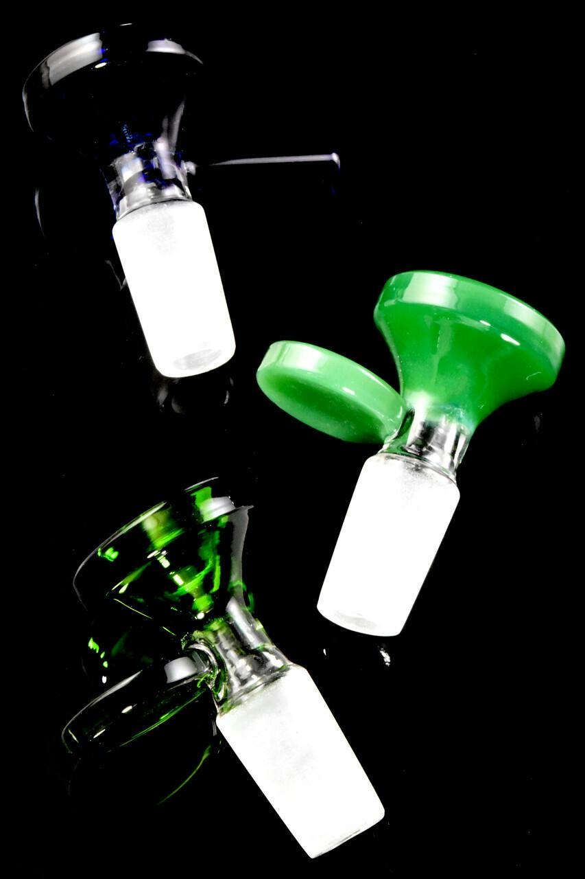 Glass - 14.5mm Male Colored Glass on Glass Bowl with Handle - BS854-03
