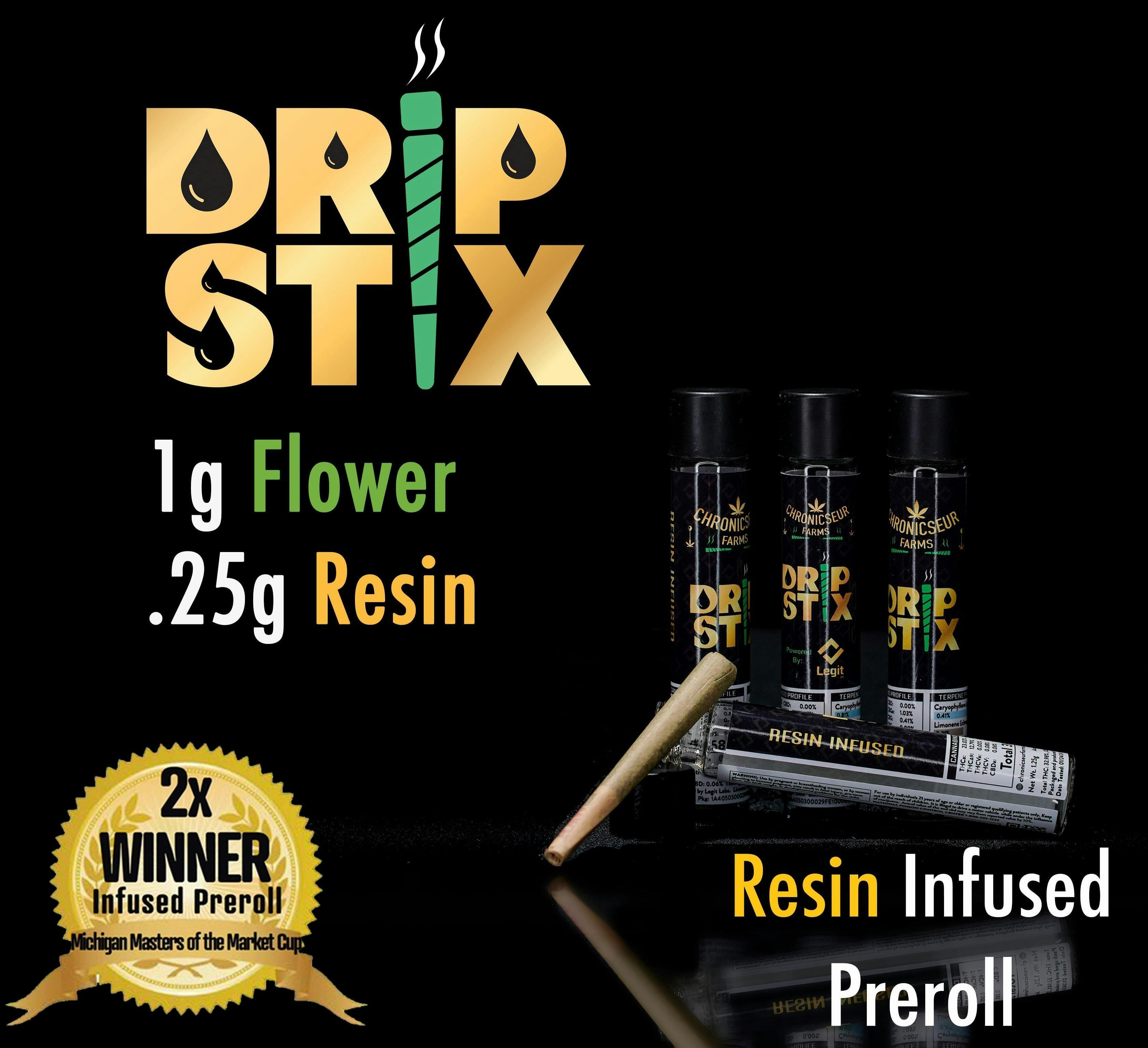 Infused Pre Roll - Drip Stix- Garlic Glazed Funk - (Hybrid) - (Live Resin Infused) - 43.04% THC -...