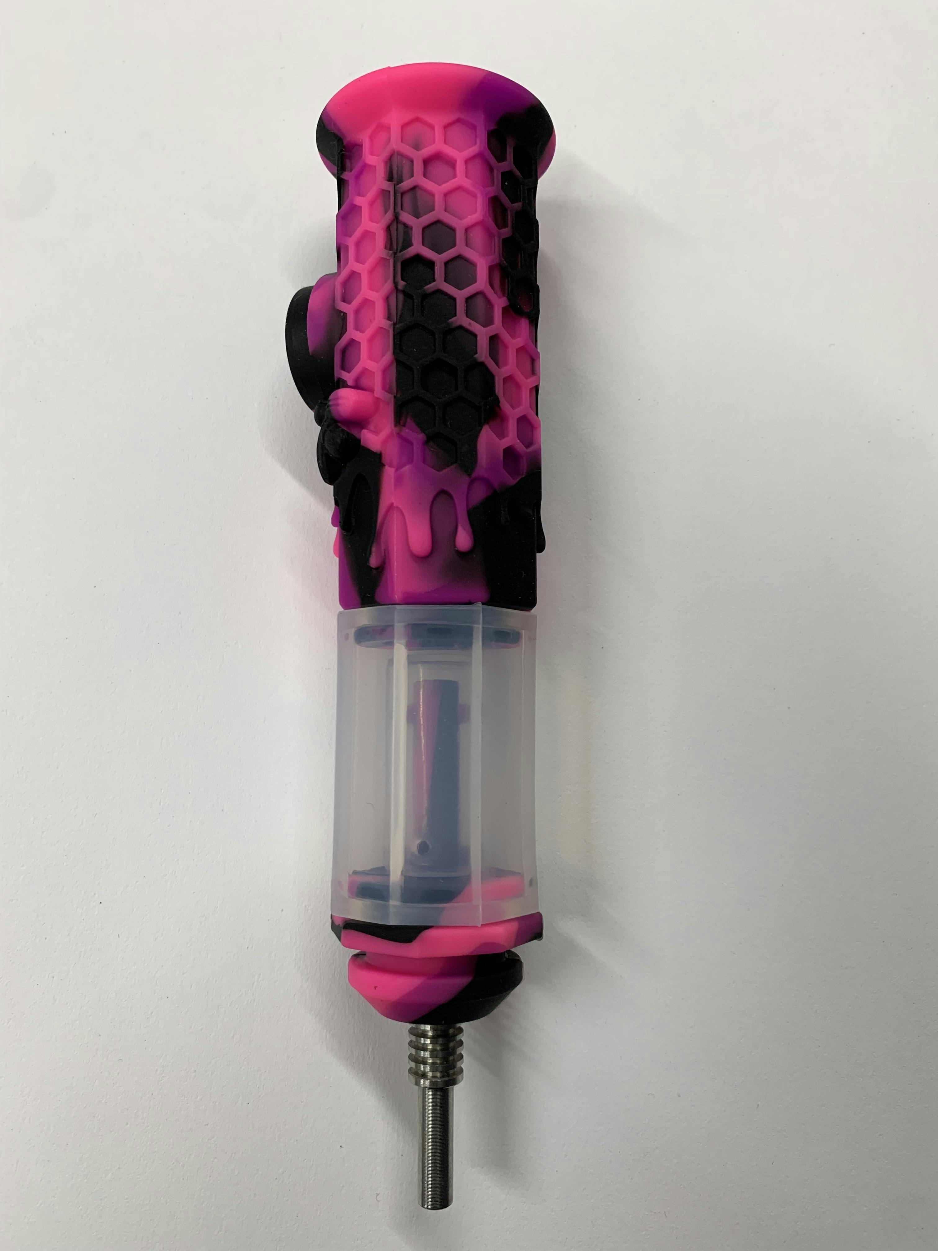 Glass - 6.5" Colorful Silicone Dab Straw Kit w/ dome perc - B1229
