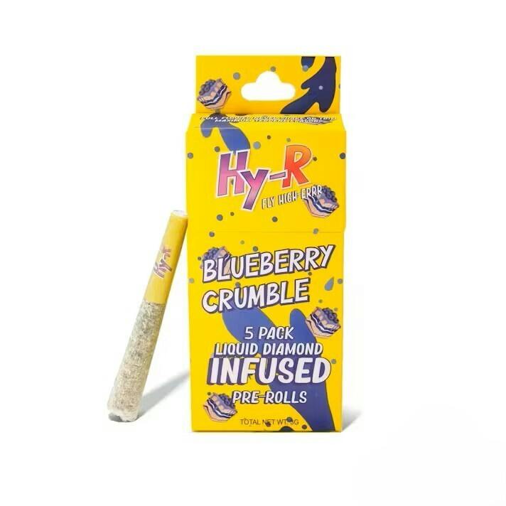 Infused Pre Roll - 5 Pack - Hy-R - Blueberry Crumble - (Hybrid) - 41.04% THC - 3g