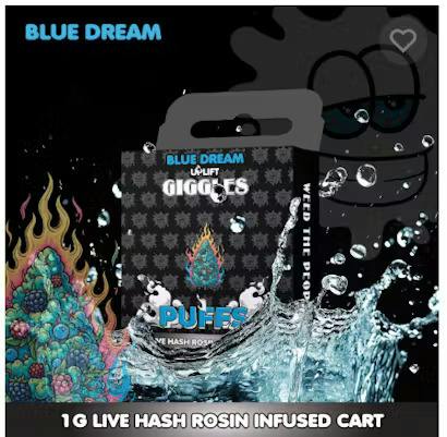 Vape - Giggle Puff Live Hash Rosin Infused - Blue Dream - (Sativa) - 92.09% THC - 1g