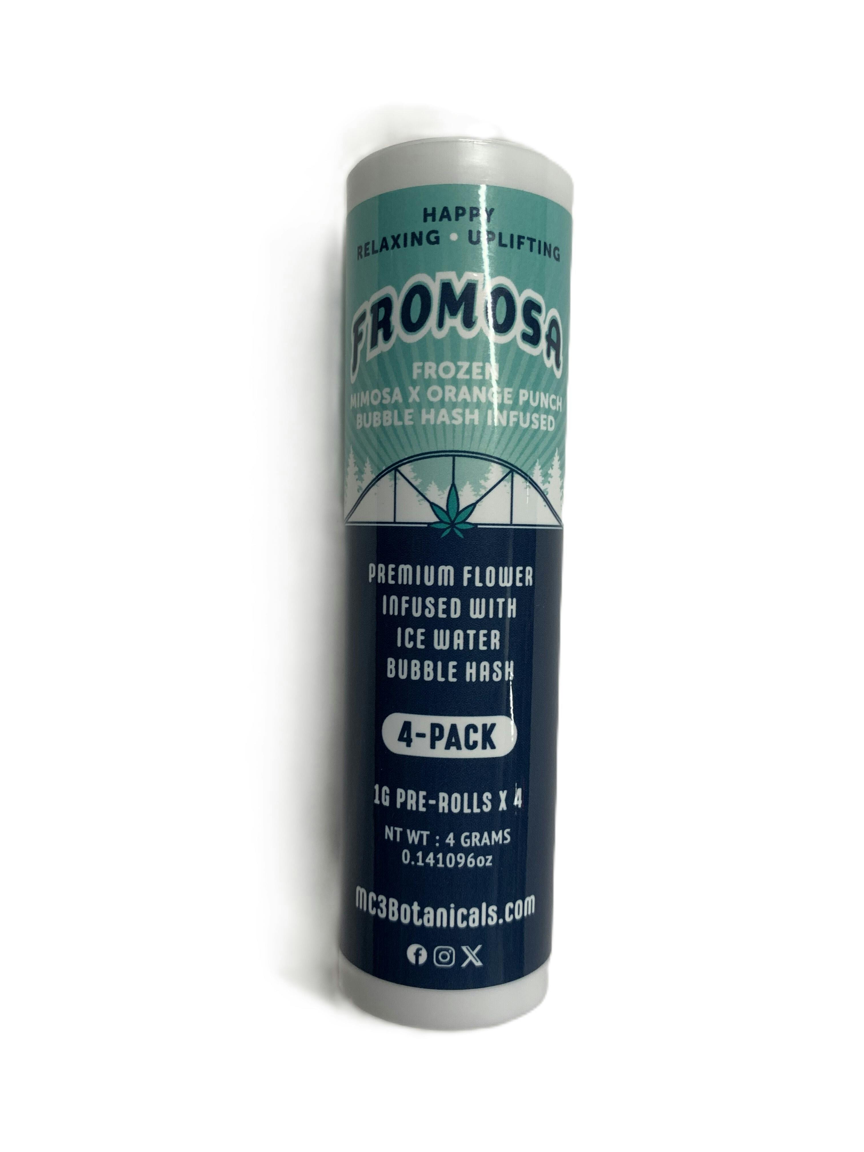 Infused Pre Roll - 4 Pack - MC3 - Fromosa Bubble Hash Infused - (Hybrid) - 33.68% THC - 4g