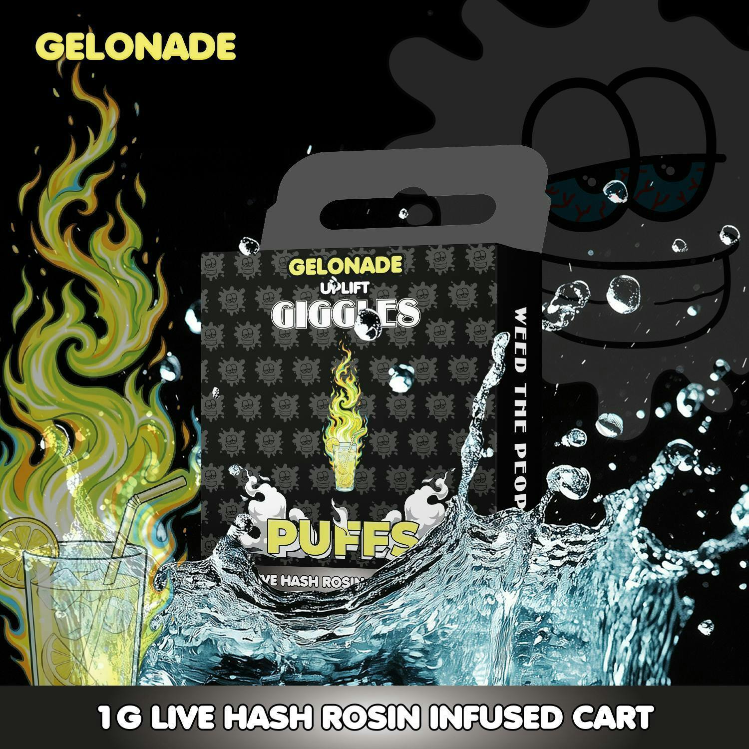 Vape - Giggle Puffs Live Hash Rosin Infused - Gelonade - (Hybrid) - 90.09% THC - 1g