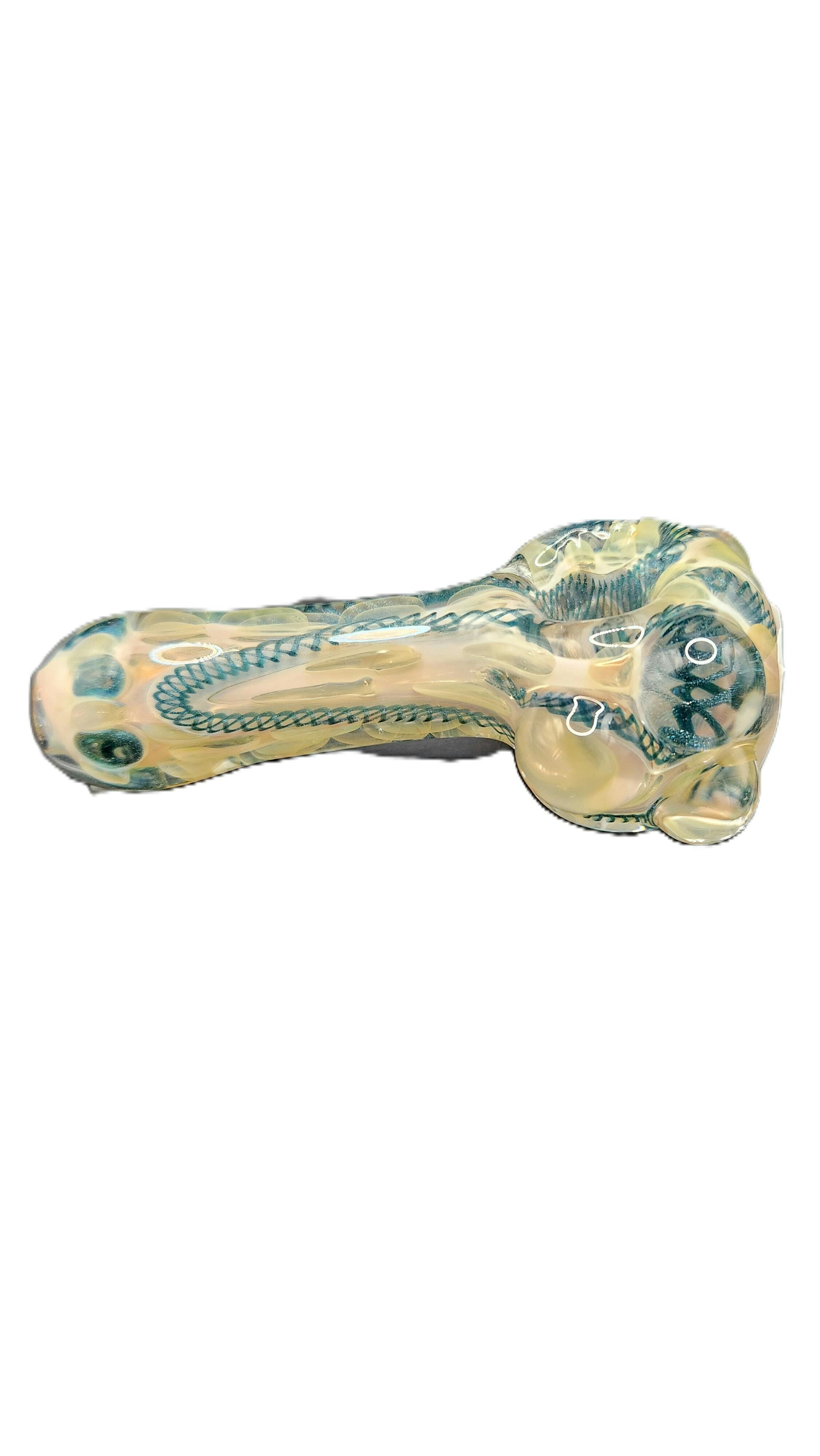 Glass - German Schott Glass 3 Hole Pipe w/opal inset