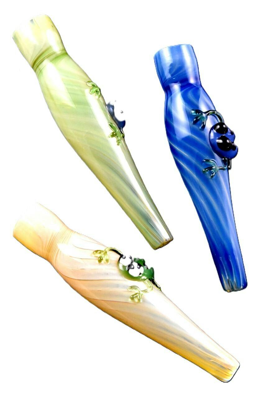 Glass - 4" Gold Fumed Color Changing Critter Chillum - C0288