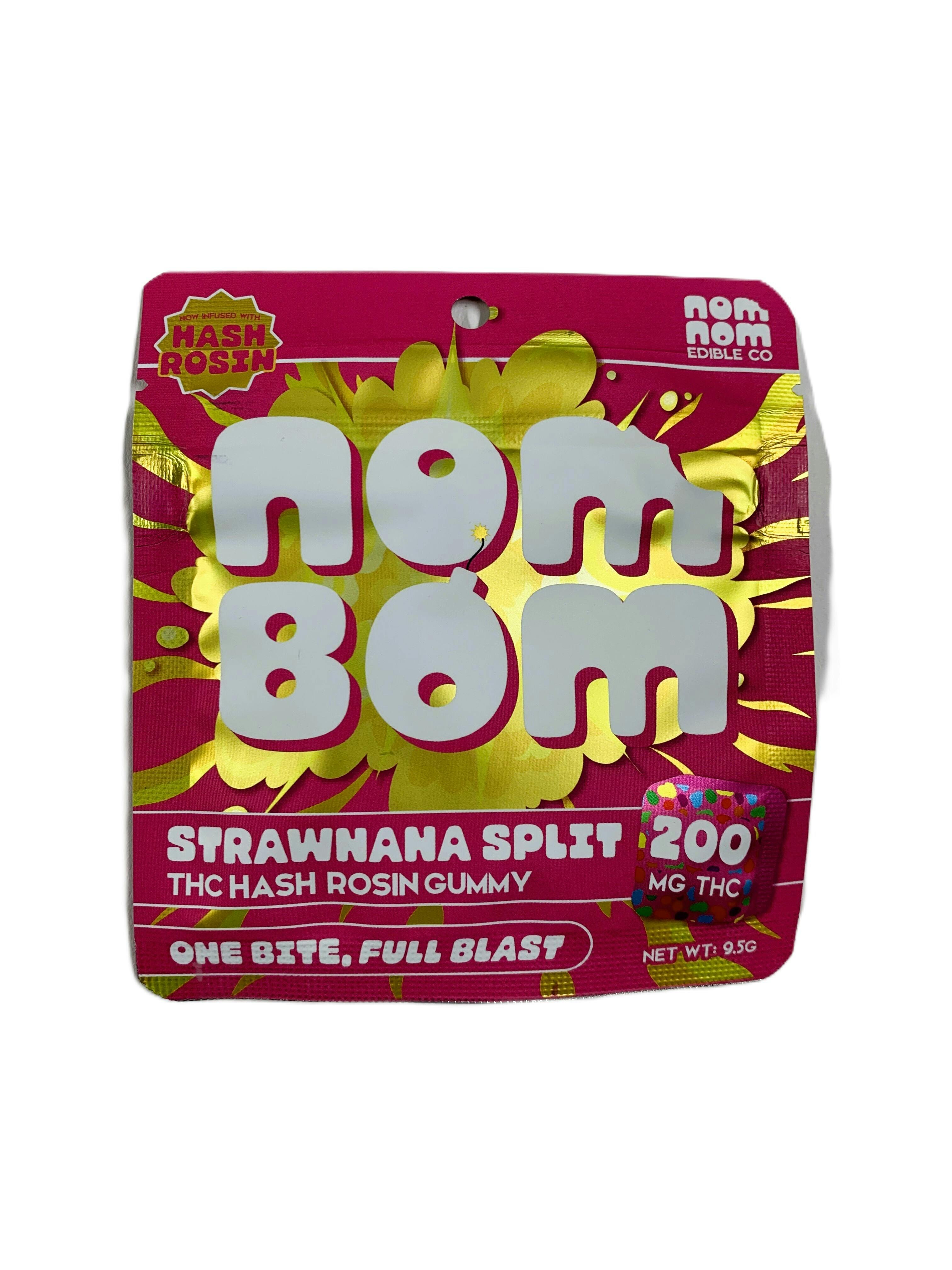 Gummies - Nom Bom - Hash Rosin - (200mg) - Strawnana Split - (Hybrid)