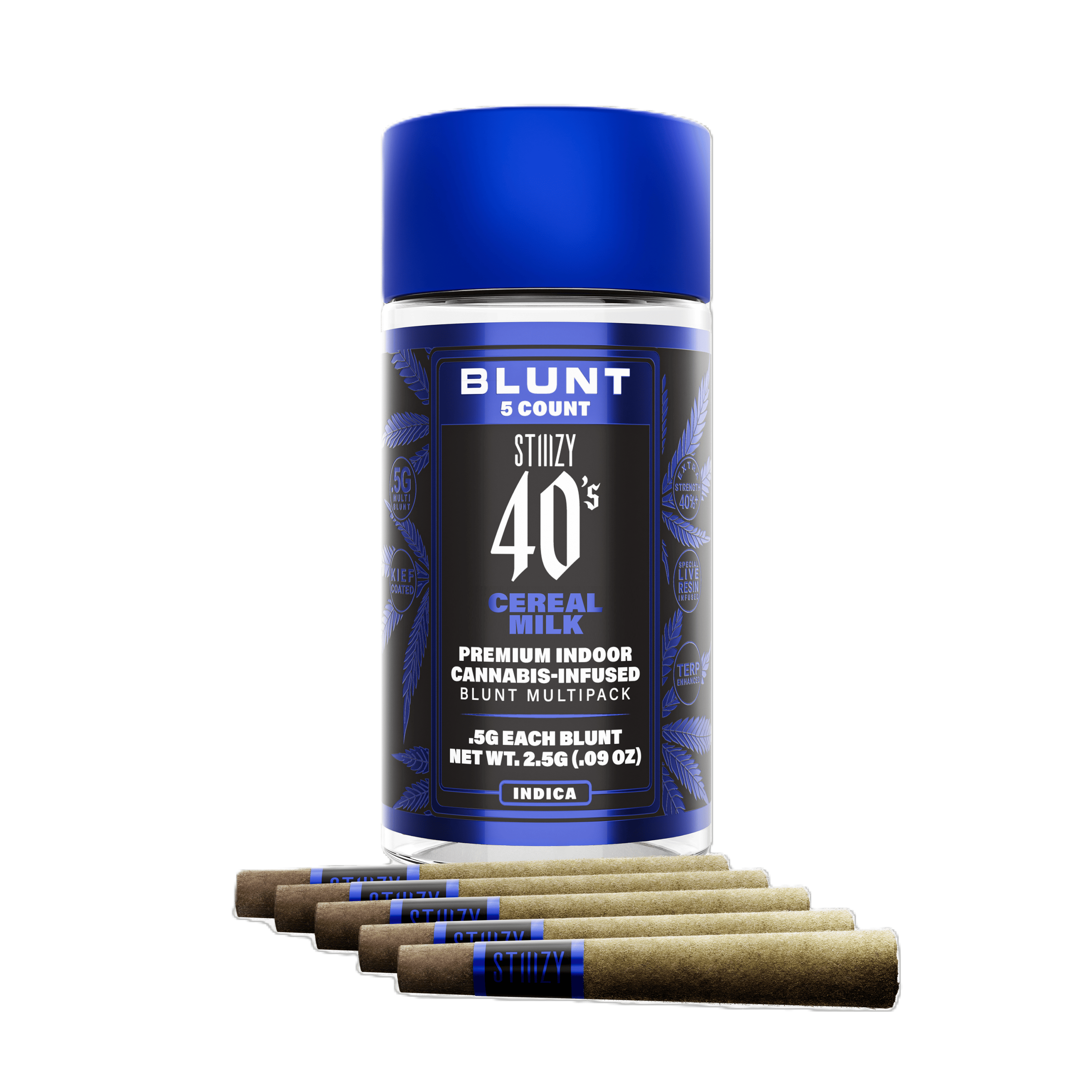Infused Pre Roll - 5 Pack Blunts - Stiiizy - Cereal Milk - (Hybrid) - 43.62% THC - 2.5g