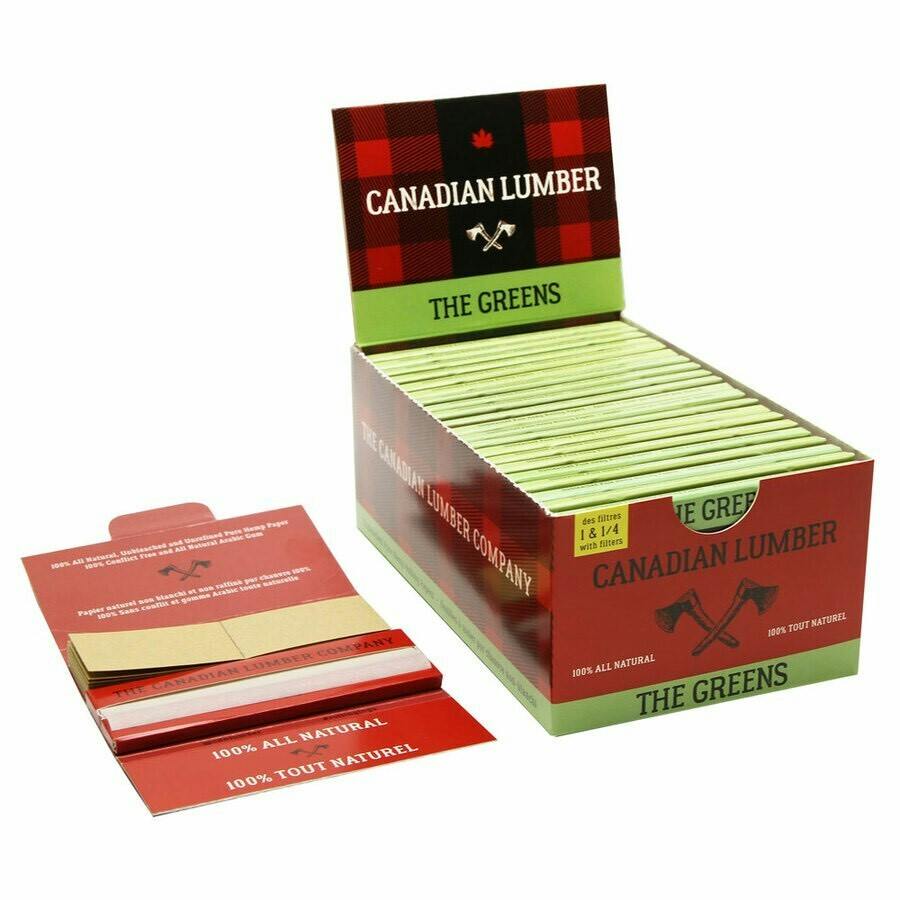 Canadian Lumber Greens 100% Unbleached Pure Hemp Rolling Paper 1Â¼" w/ Tips