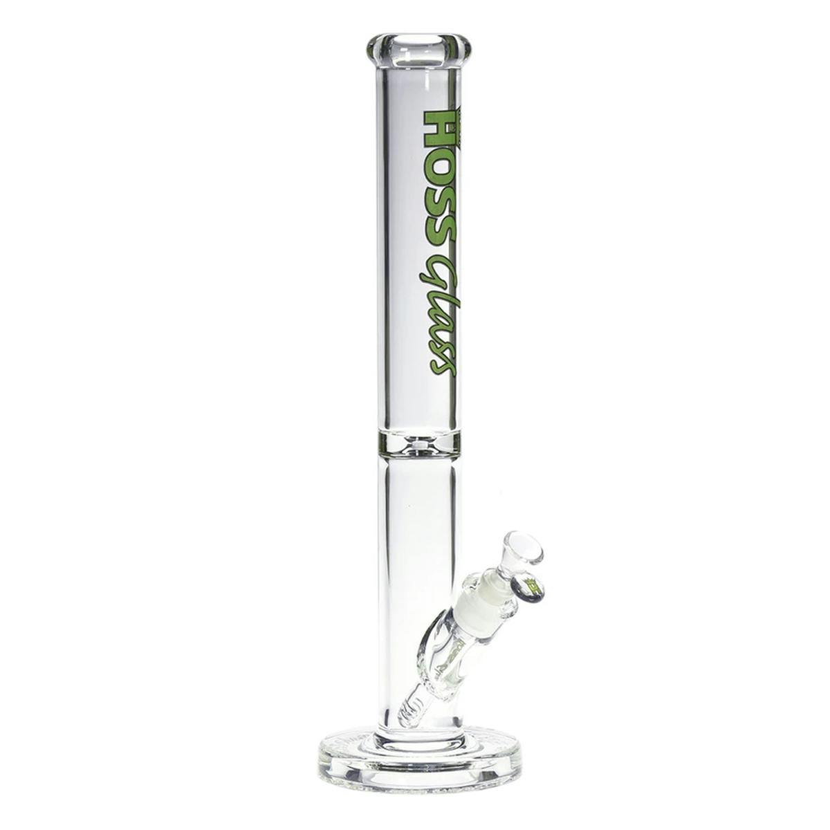 Hoss Glass - 18" Straight Tube w/ Super Thick Embossed Base, Colored Logo & Carry Box - Green
