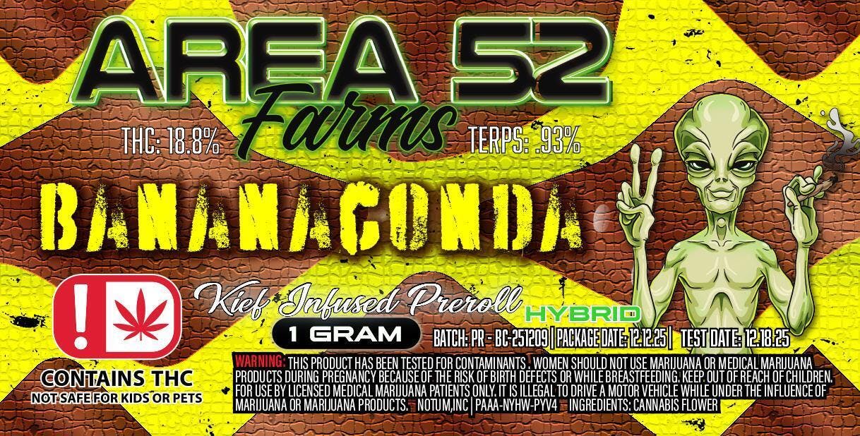 Area 52 Bananaconda Preroll at Nova Cannabis of Marietta