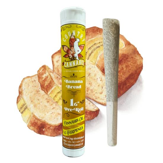 Country Cannabis Infused Preroll Banana Bread 1g