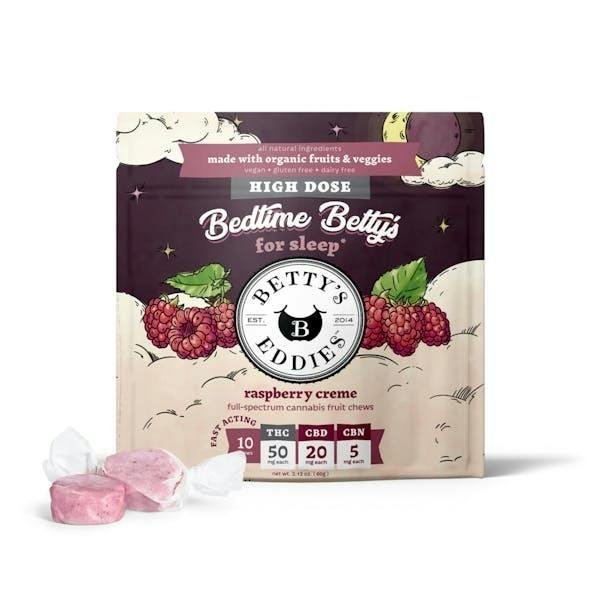 Betty's Eddies - MED Bedtime Fruit Chews 500mg - Raspberry Creme cannabis product