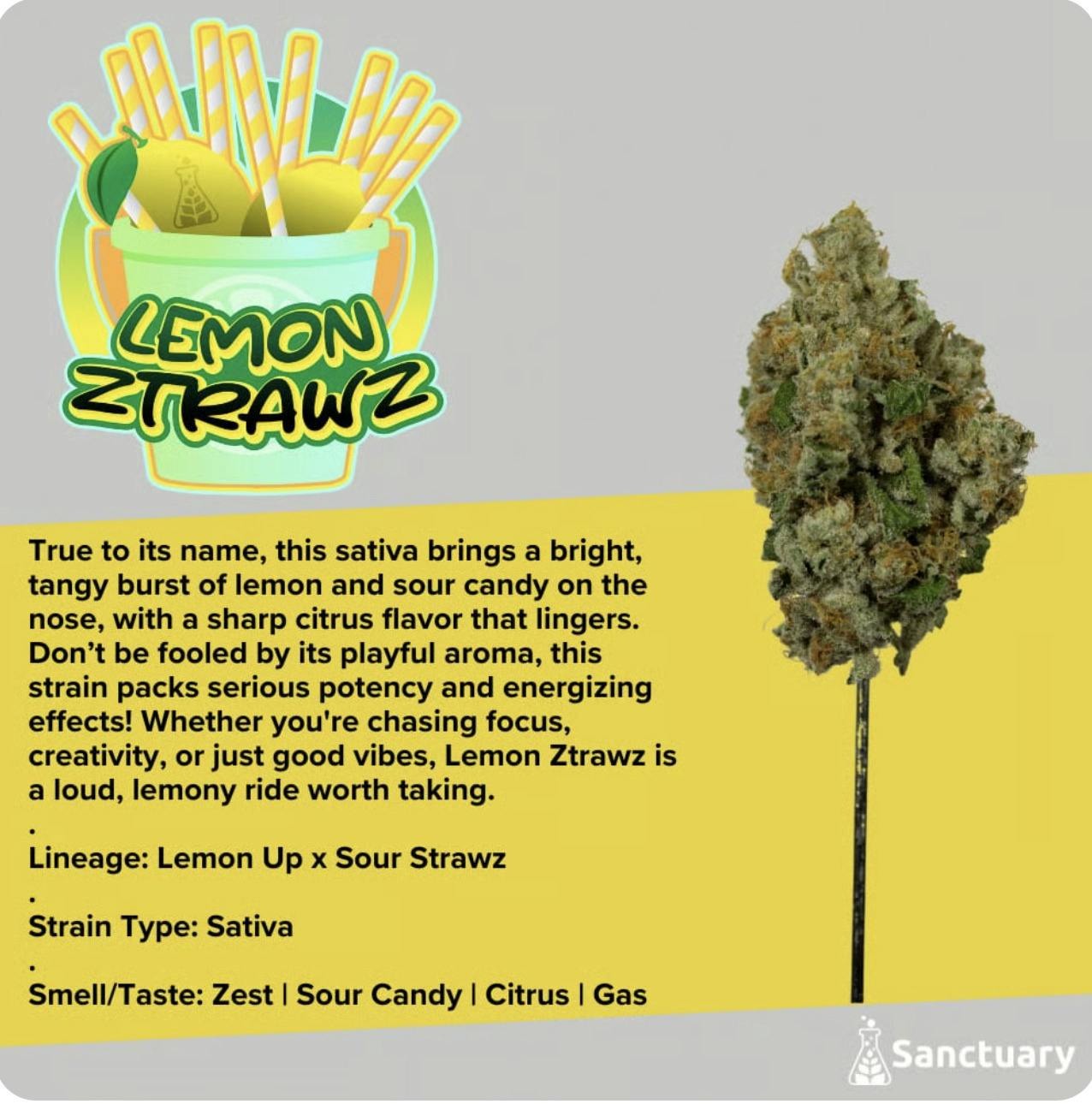 Sanctuary - Pre-Ground 7g - Lemon Ztrawz cannabis product