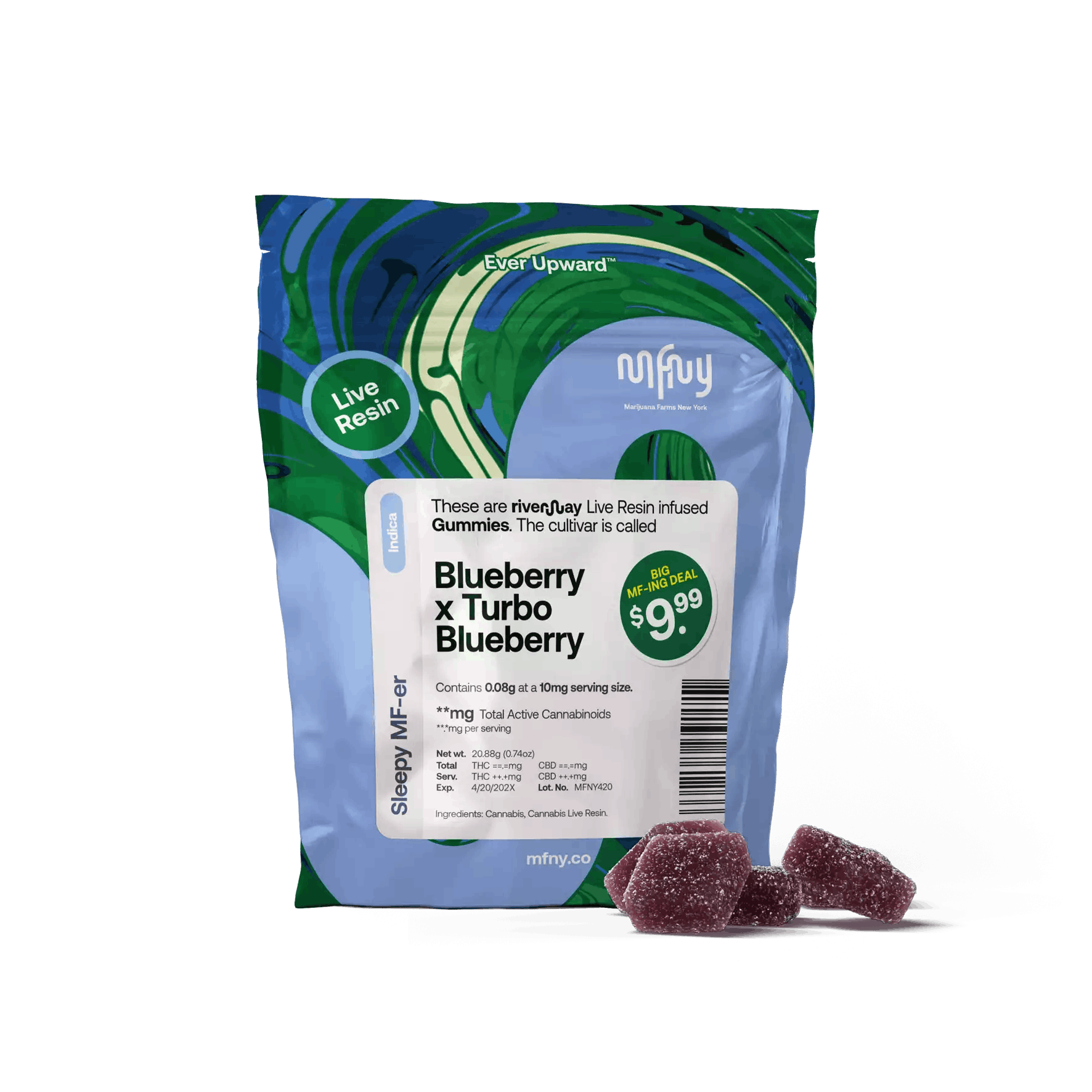 MFNY - Blueberry x Turbo Blueberry Indica Live Resin Infused Gummies - 100mg at Green Comfort