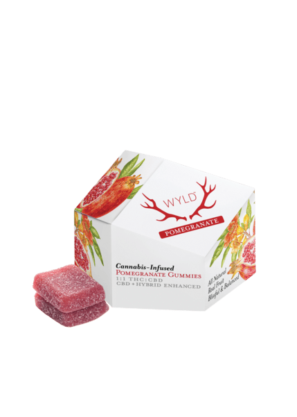 Pomegranate 1:1 THC:CBD Hybrid Enhanced Gummies | 200mg | 20ct | 10mg/ea