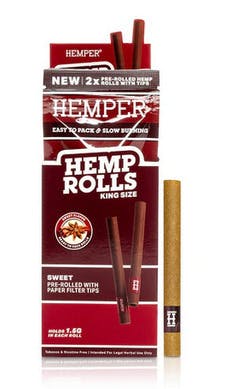 King Size Hemp Rolls with Paper Tips - Sweet flavored 2pk