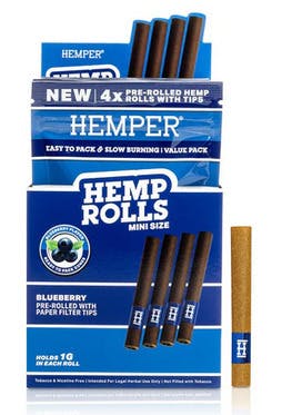 Mini Hemp Rolls with Glass Tips - Blueberry flavored 4pk