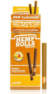 King Size Hemp Rolls with Paper Tips - Mango flavored 2pk