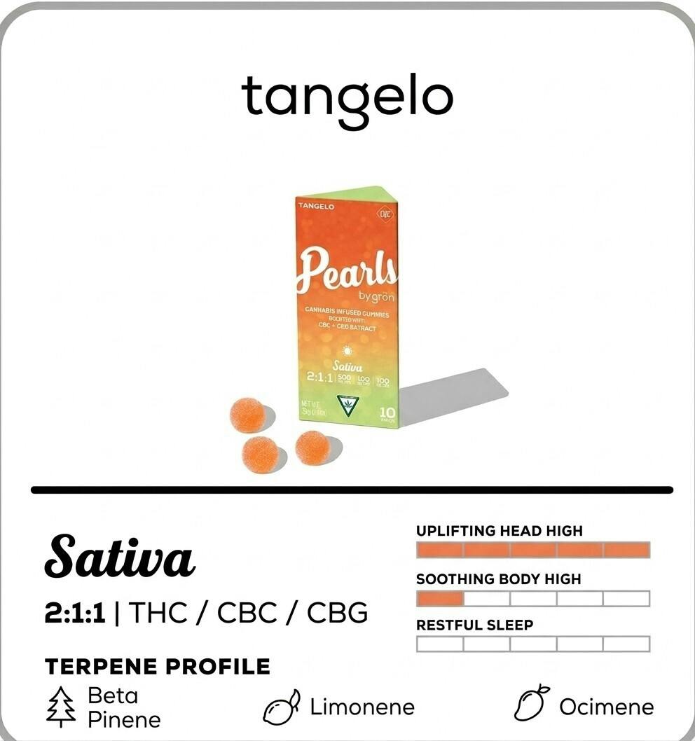 Tangelo Pearls - 2:1:1 THC:CBC:CBG - 10pc - 200mg pkg