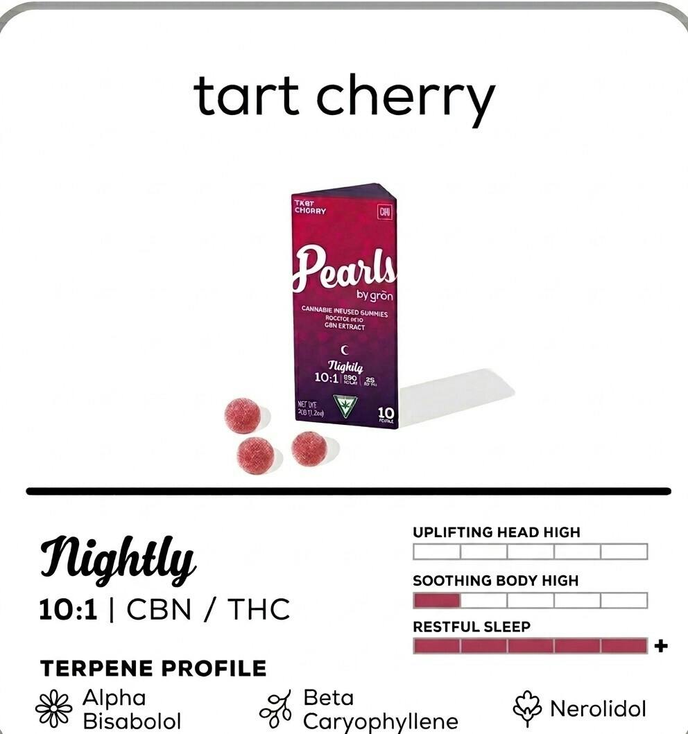 Tart Cherry Pearls - 10:1 CBN:THC - 10pc - 25mg pkg