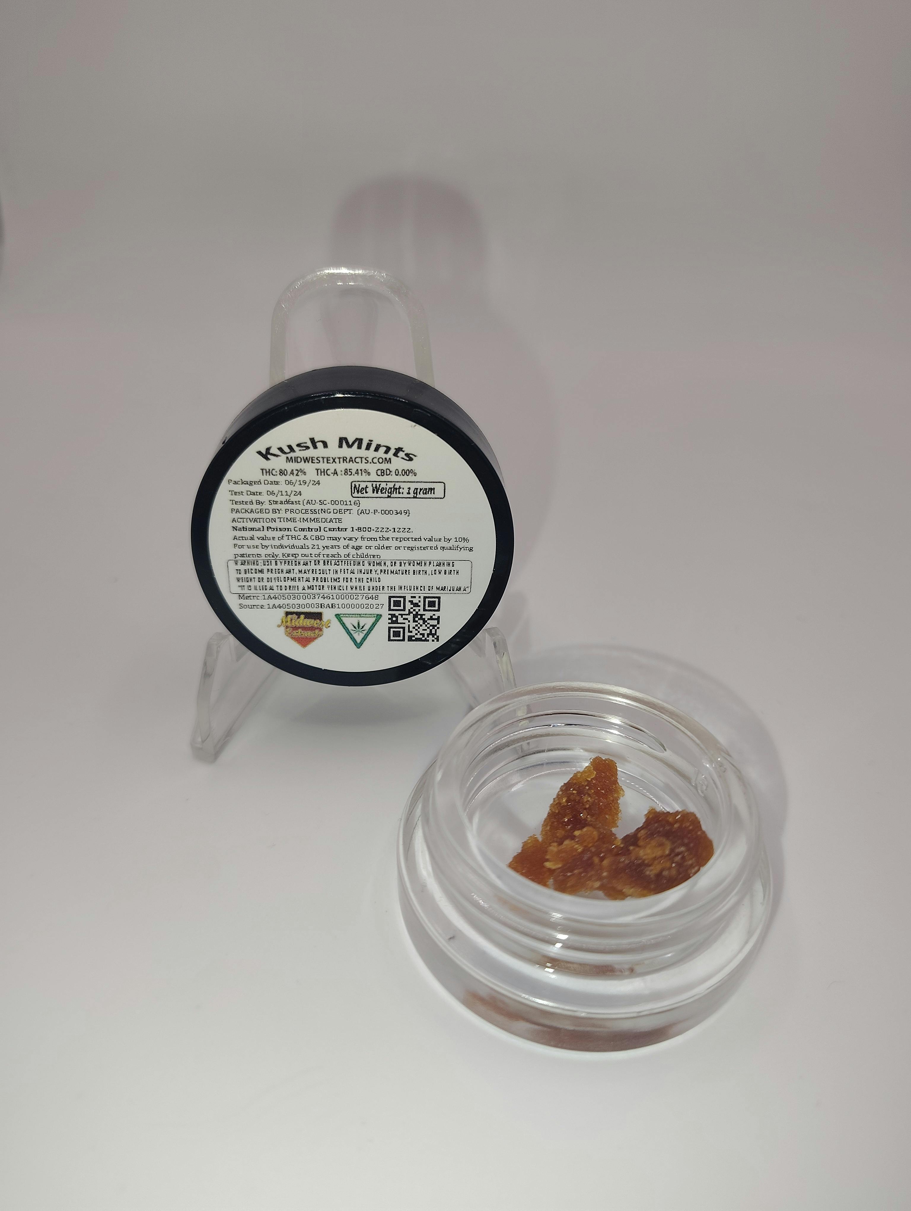 Midwest Extracts/ Kush Mints/ 1G Live Resin at Smooch cannabis