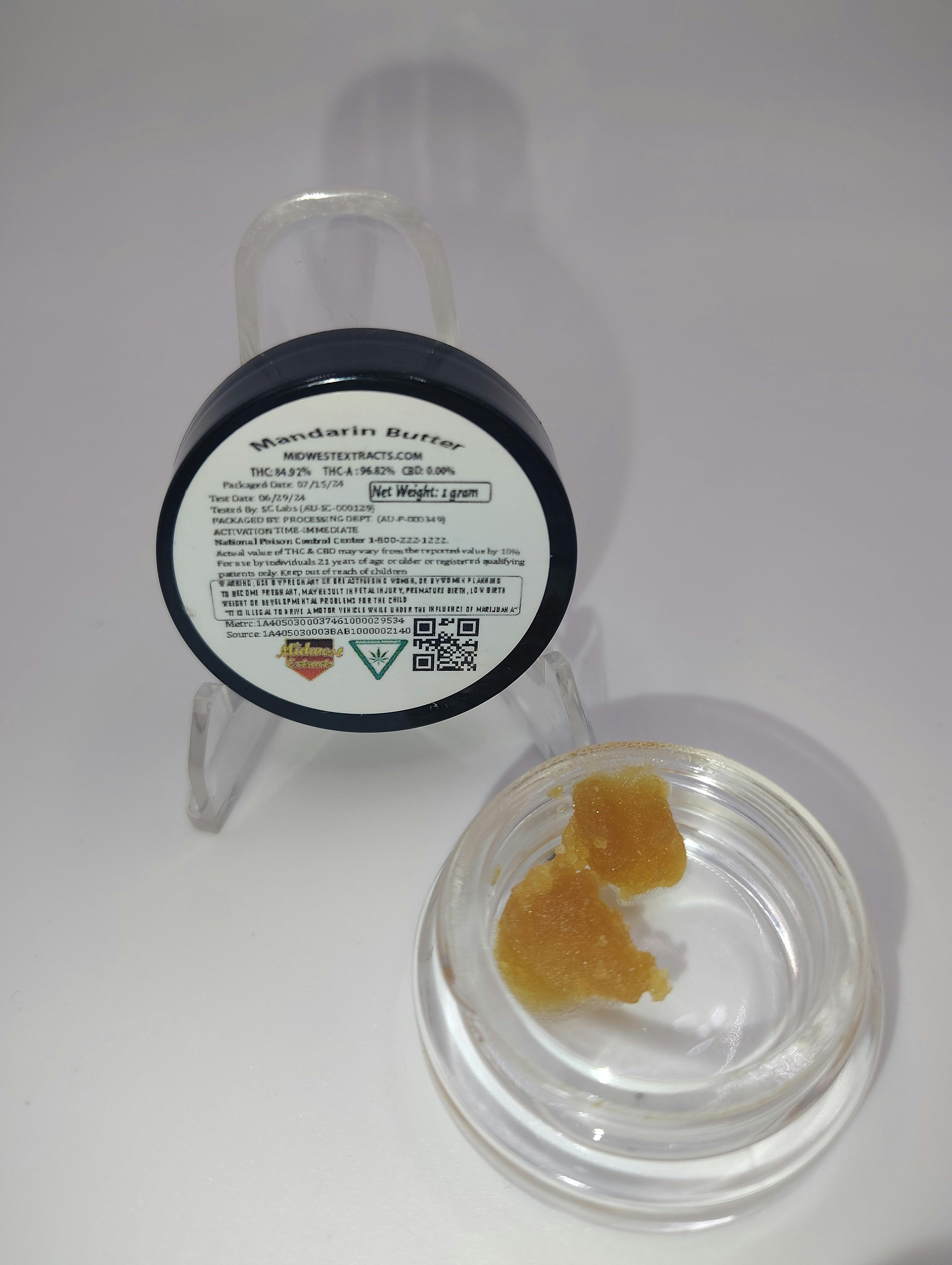 Midwest Extracts/ Mandarin Butter/ 1G Live Resin at Smooch cannabis