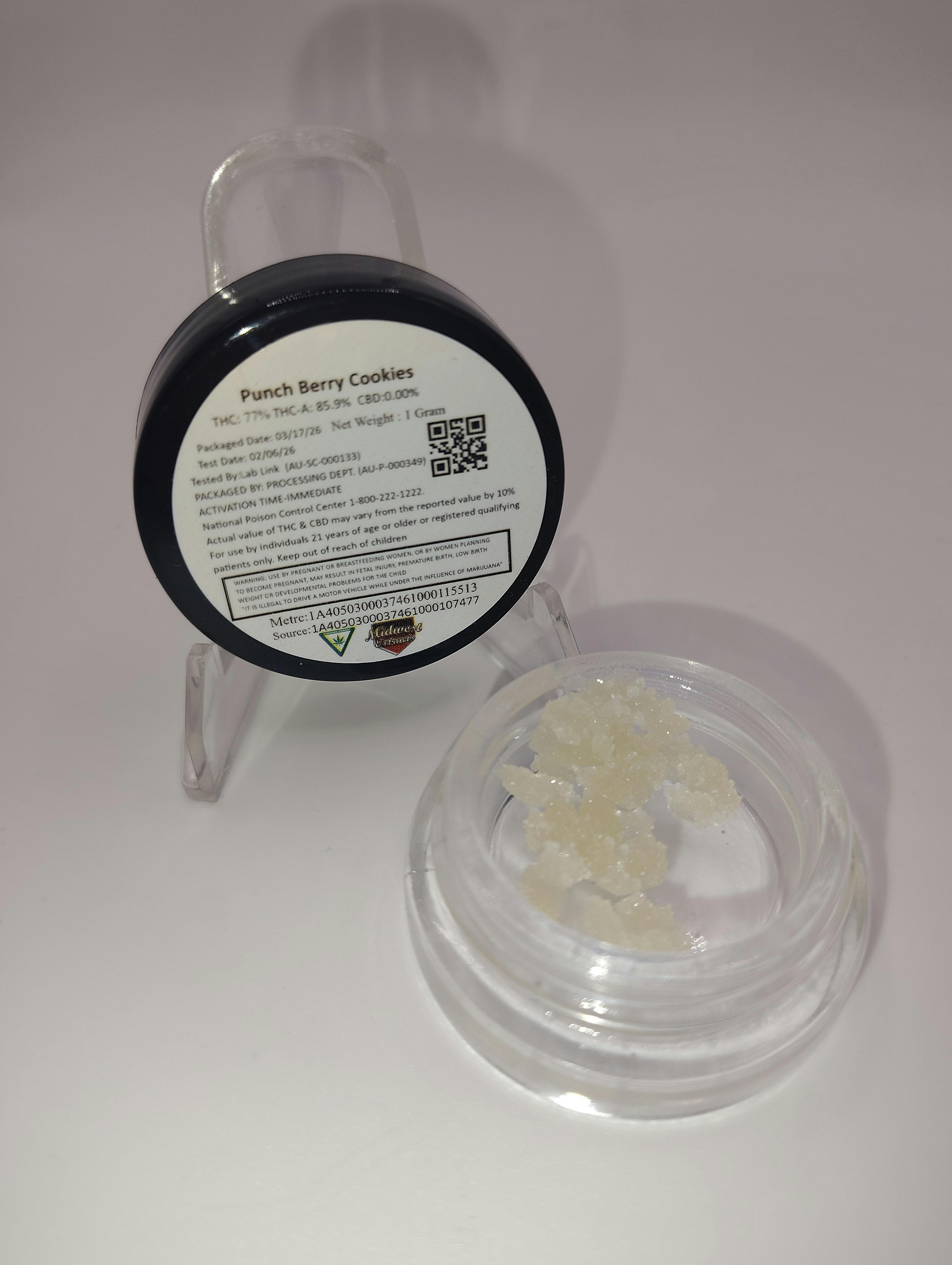 Midwest Extracts/ Punch Berry Cookies/ 1G Live Resin at Smooch cannabis