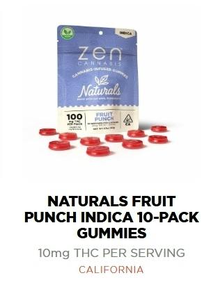 Zen - Edible - Naturals - Indica - Fruit Punch - 100mg
