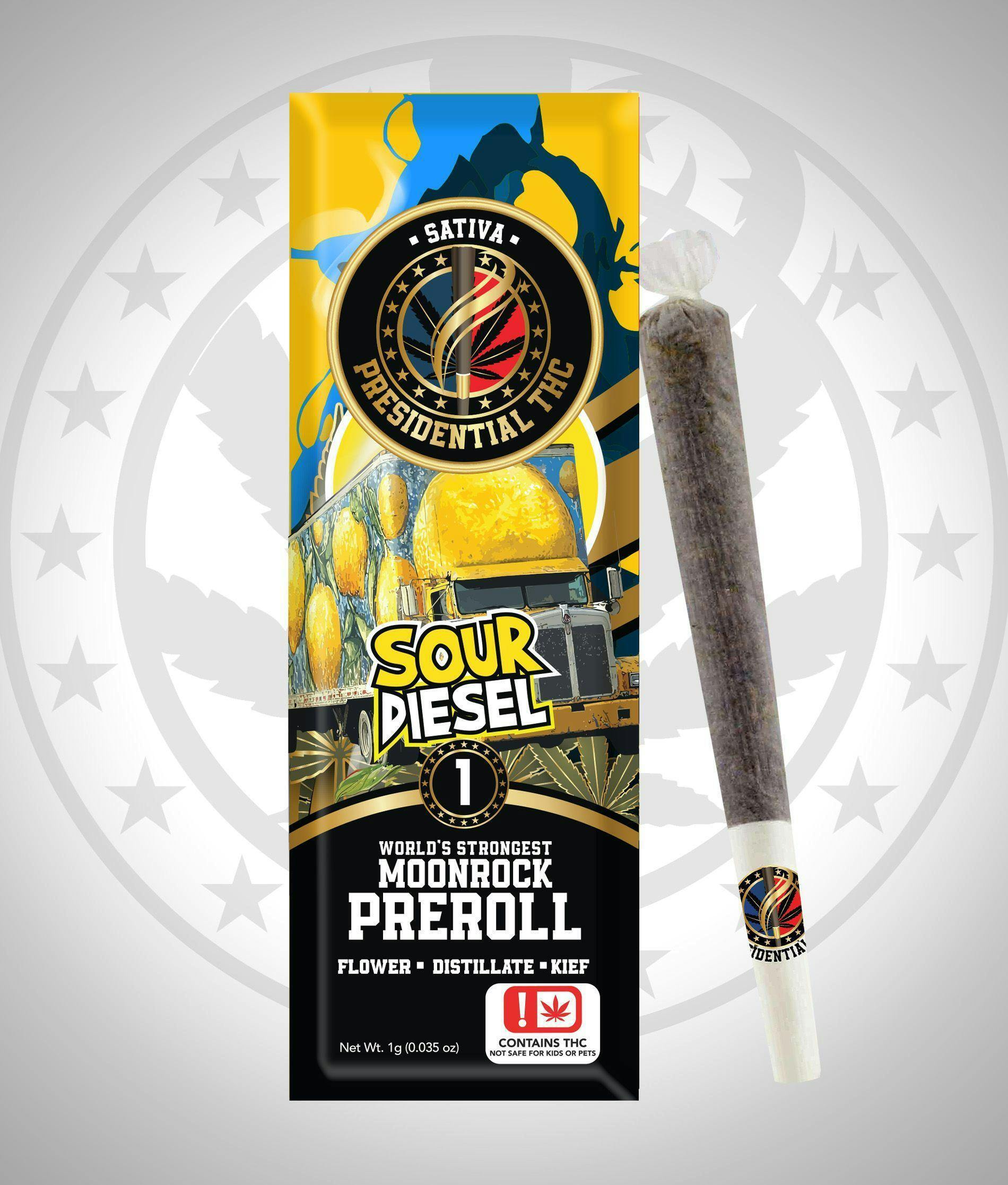PRESIDENTIAL THC SOUR DIESEL MOONROCK PREROLL 1G