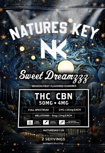 SWEET DREAMZZ 25:2:2 THC:CBN:MELATONIN SINGLE SERVE FULL SPECTRUM GUMMIES 50MG