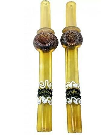 9" GOLD FUMED SWIRL LINE FRIT BOWL STEAMROLLER
