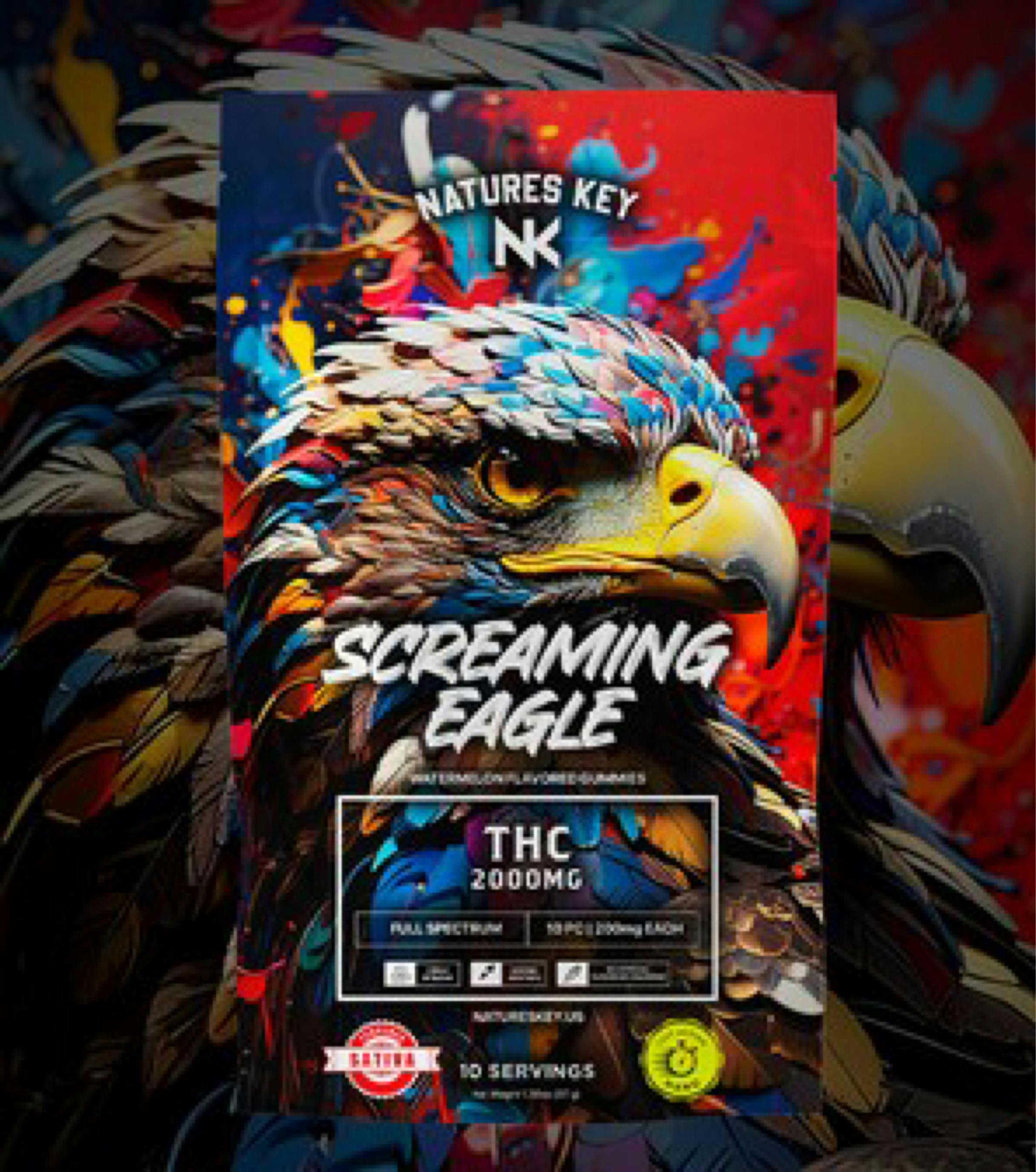 NATURES KEY SCREAMING EAGLE WATERMELON FULL SPECTRUM SATIVA GUMMIES 2000MG