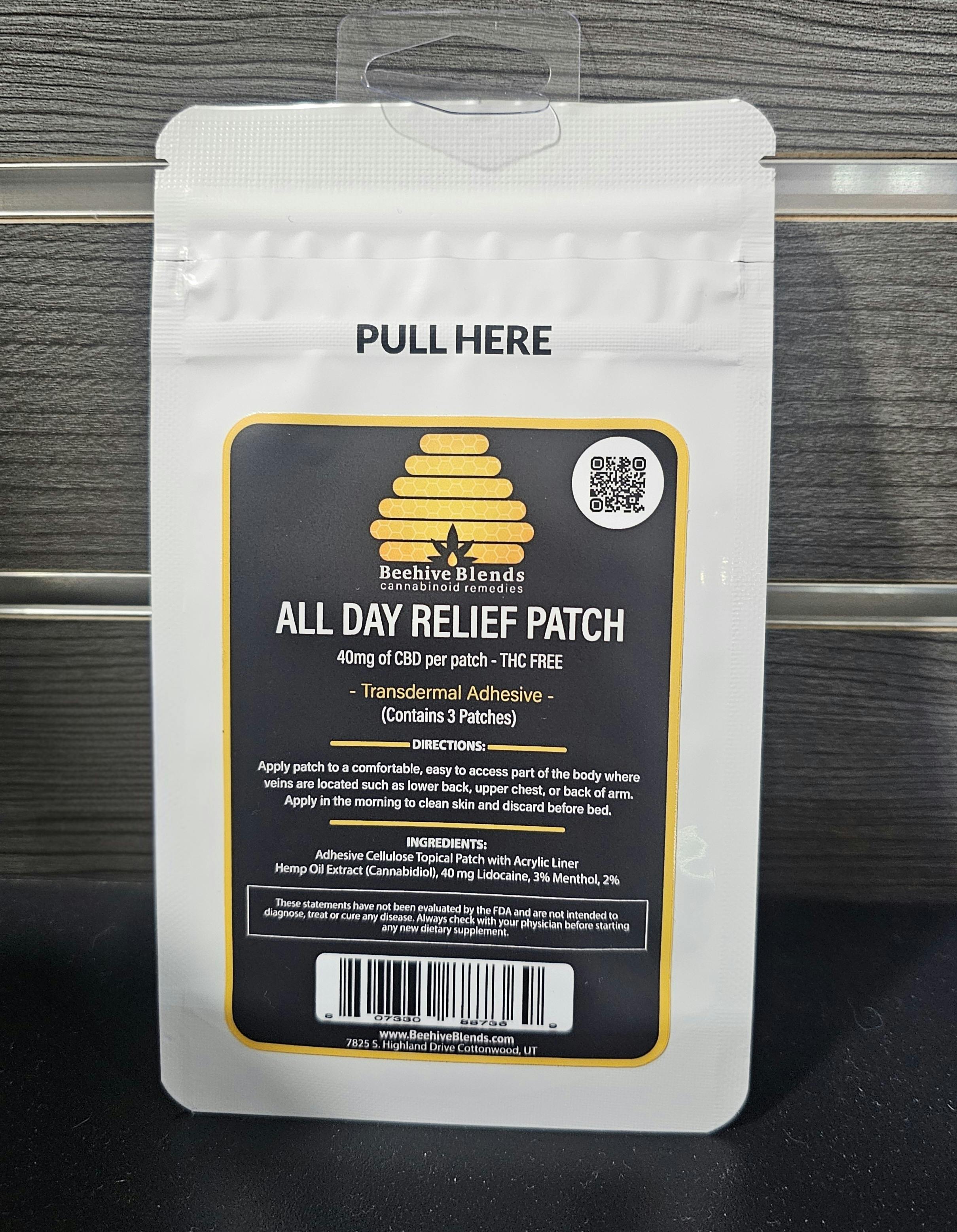 BEEHIVE BLENDS ALL DAY RELIEF PATCH 120MG