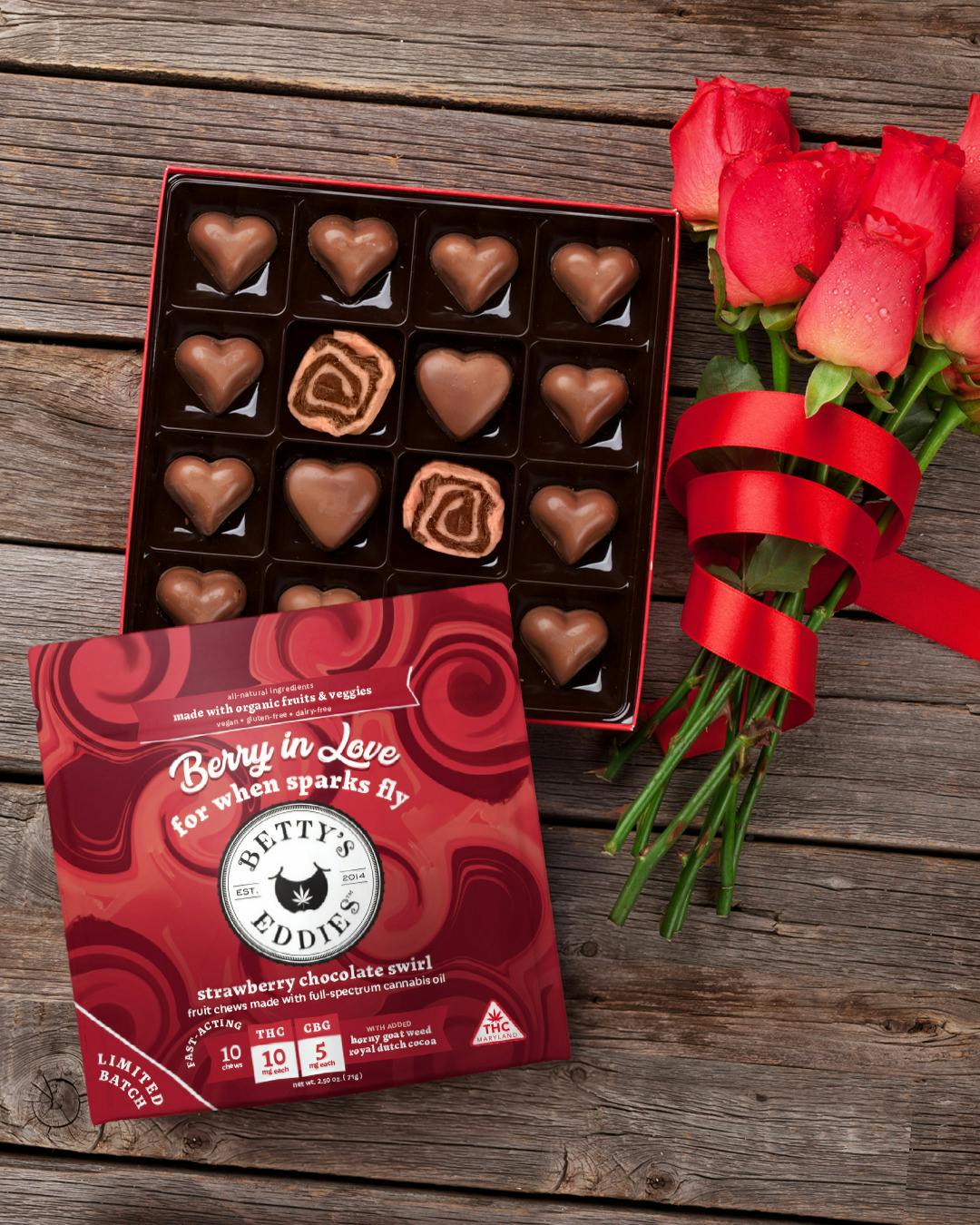 Strawberry Chocolate Swirl Berry in Love Chews [8:1 THC:CBG] 10pk