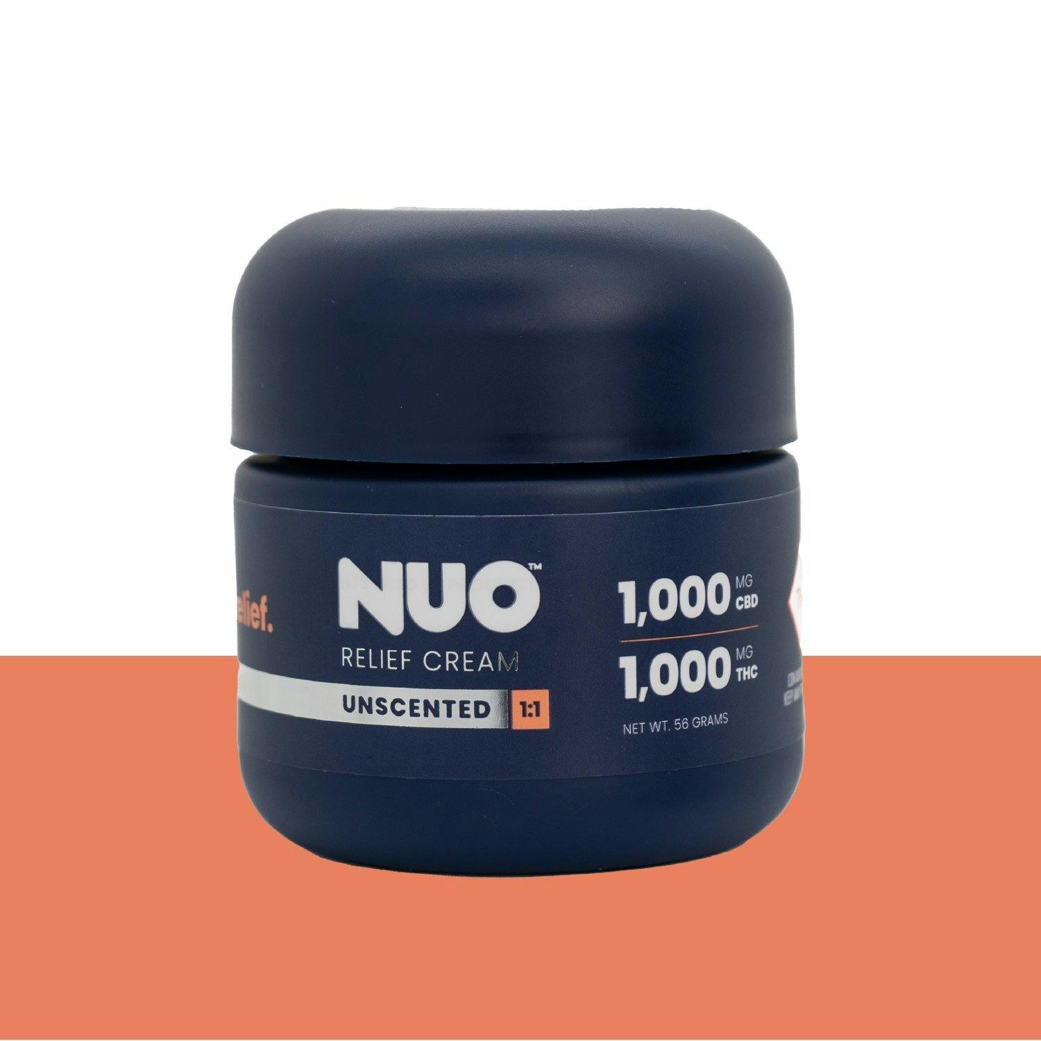 NUO | Topicals | Relief Cream Unscented 1:1 (1000 mg CBD : 1000 mg THC) | 56 g | Nuo - Cream