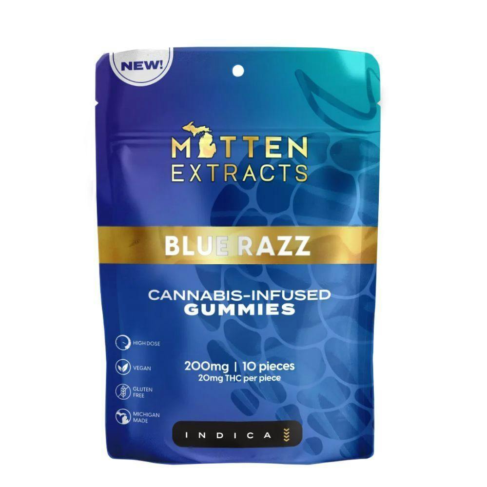 Mitten Extracts - 200mg Gummies - Blue Razz (REC) at Heads Adrian Cannabis Dispensary