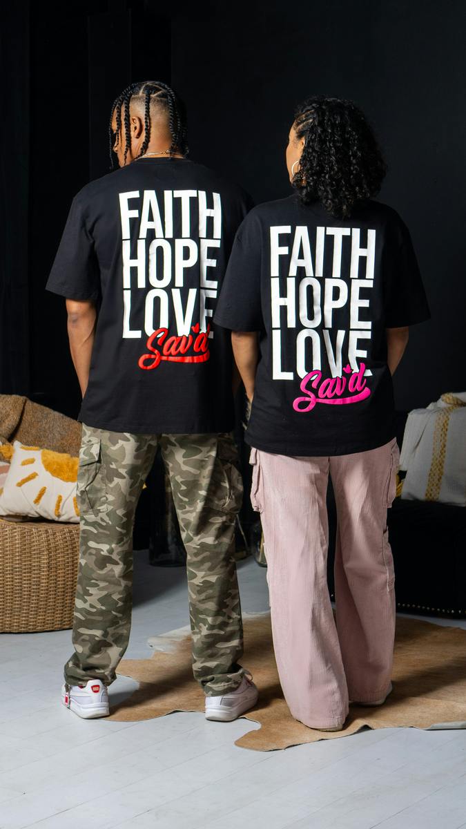 Sav'd Faith, Hope & Love Tee | Black:Red