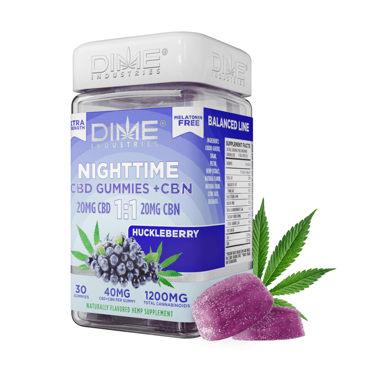 Dime Nighttime CBD + CBN 1:1 Gummies (Huckleberry)