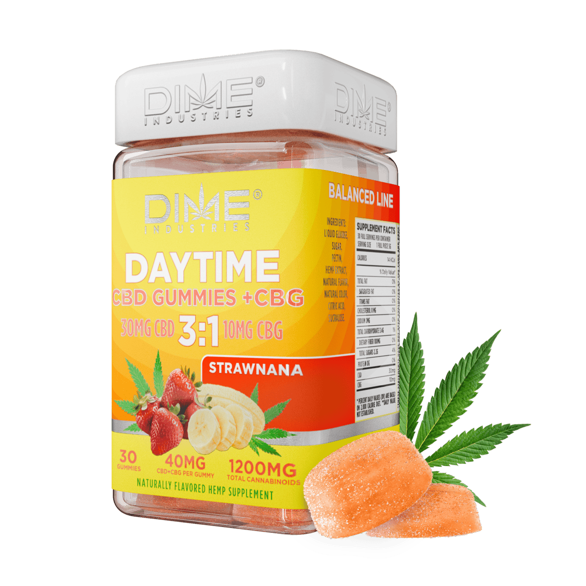 Dime Daytime CBD + CBG 1:1 Gummies (Strawnana)